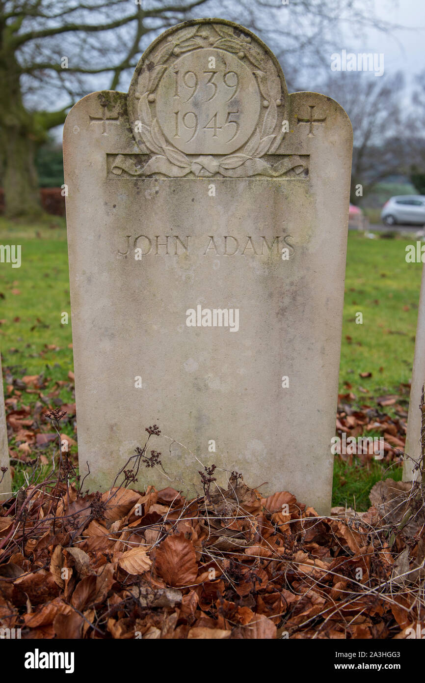 The 1939-1945 Bath Air Raid Grave of John Adams at Haycombe Cemetery, Bath, England Stock Photo