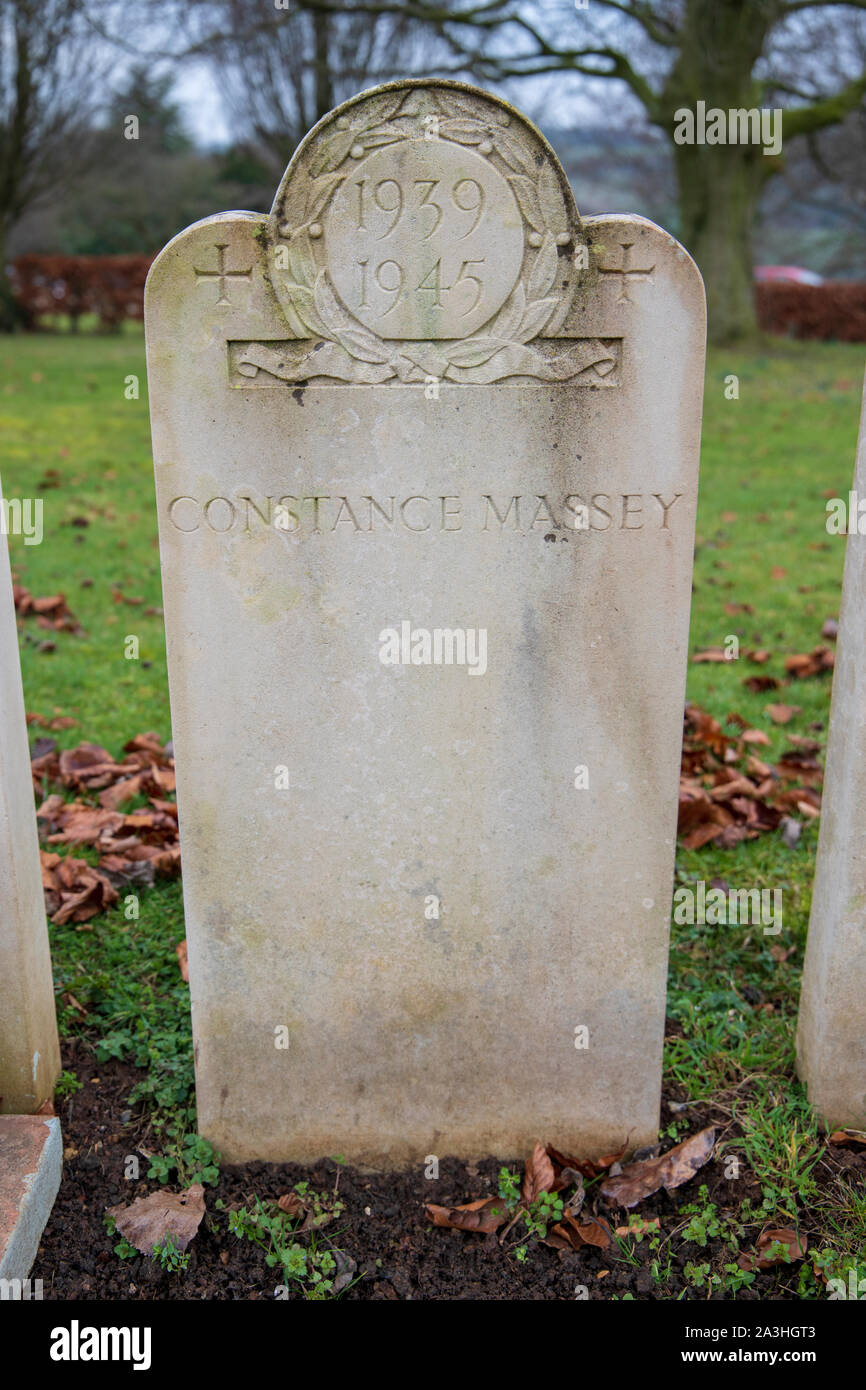 The 1939-1945 Bath Air Raid Grave of Constance Massey at Haycombe Cemetery, Bath, England Stock Photo