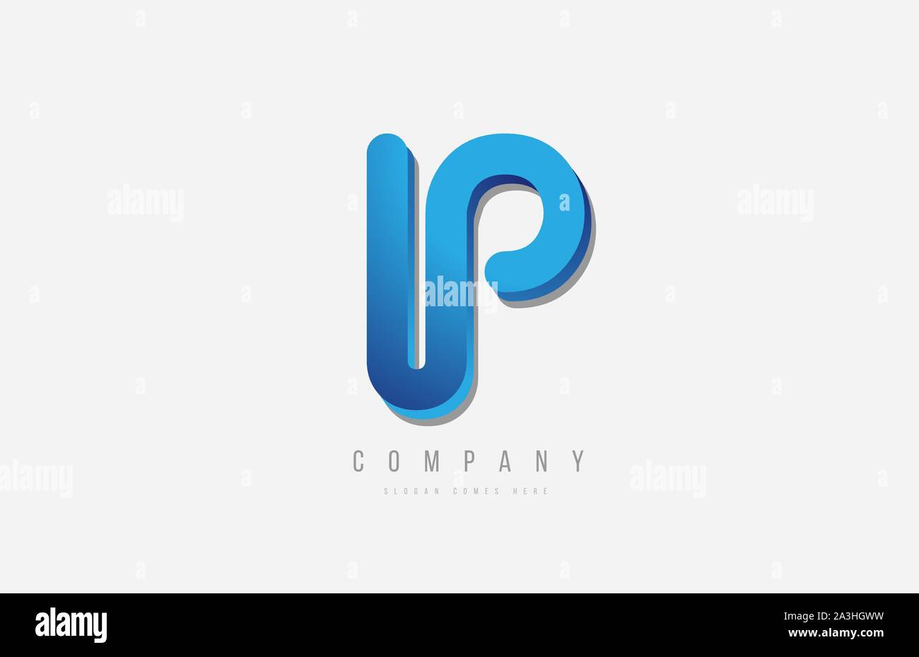3d line blue p letter logo alphabet for icon design. For a logotype on a company or business