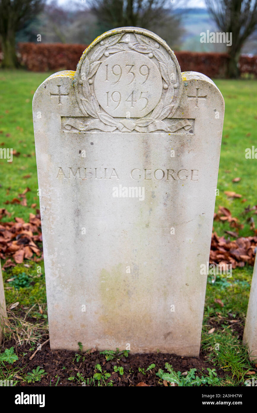 The 1939-1945 Bath Air Raid Grave of Amelia George at Haycombe Cemetery, Bath, England Stock Photo