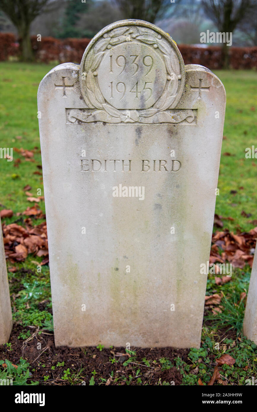 The 1939-1945 Bath Air Raid Grave of Edith Bird at Haycombe Cemetery, Bath, England Stock Photo