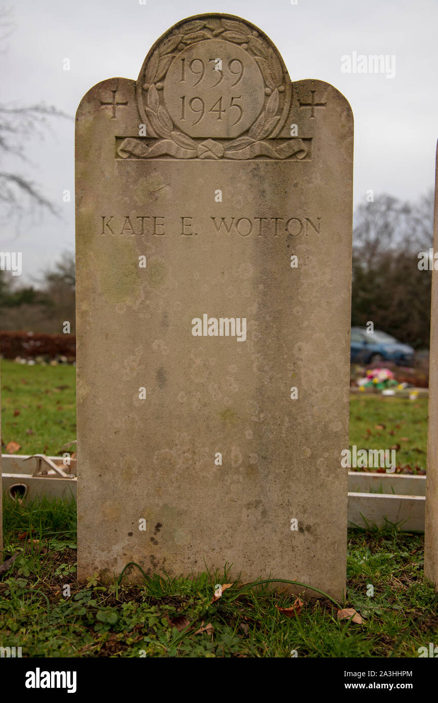The 1939-1945 Bath Air Raid Grave of Kate Emmeline Wotton at Haycombe Cemetery, Bath, England Stock Photo