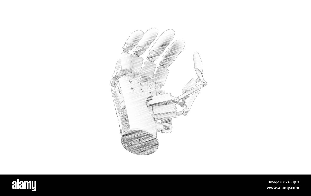 3d rendering of a robot hand isolated in white studio background Stock ...