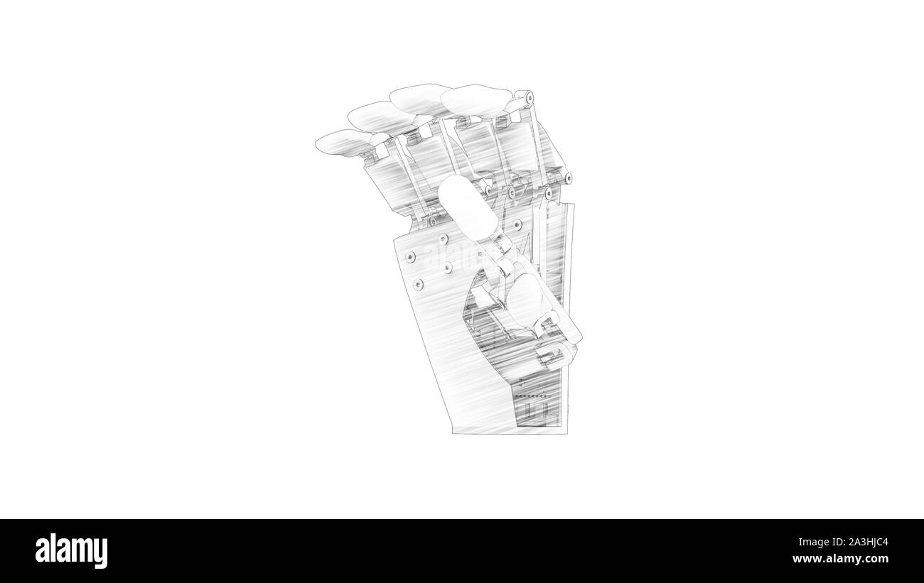 3d rendering of a robot hand isolated in white studio background Stock ...