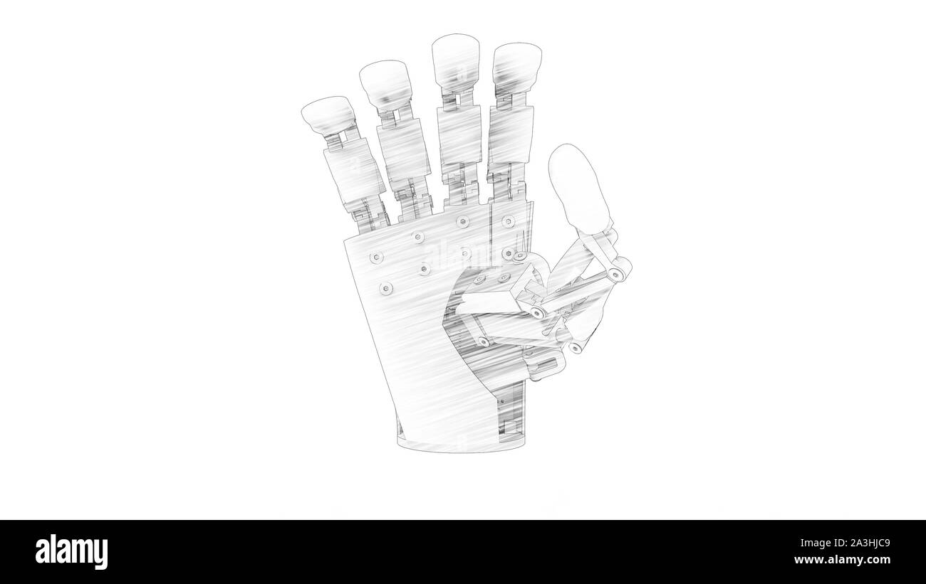 3d rendering of a robot hand isolated in white studio background Stock ...