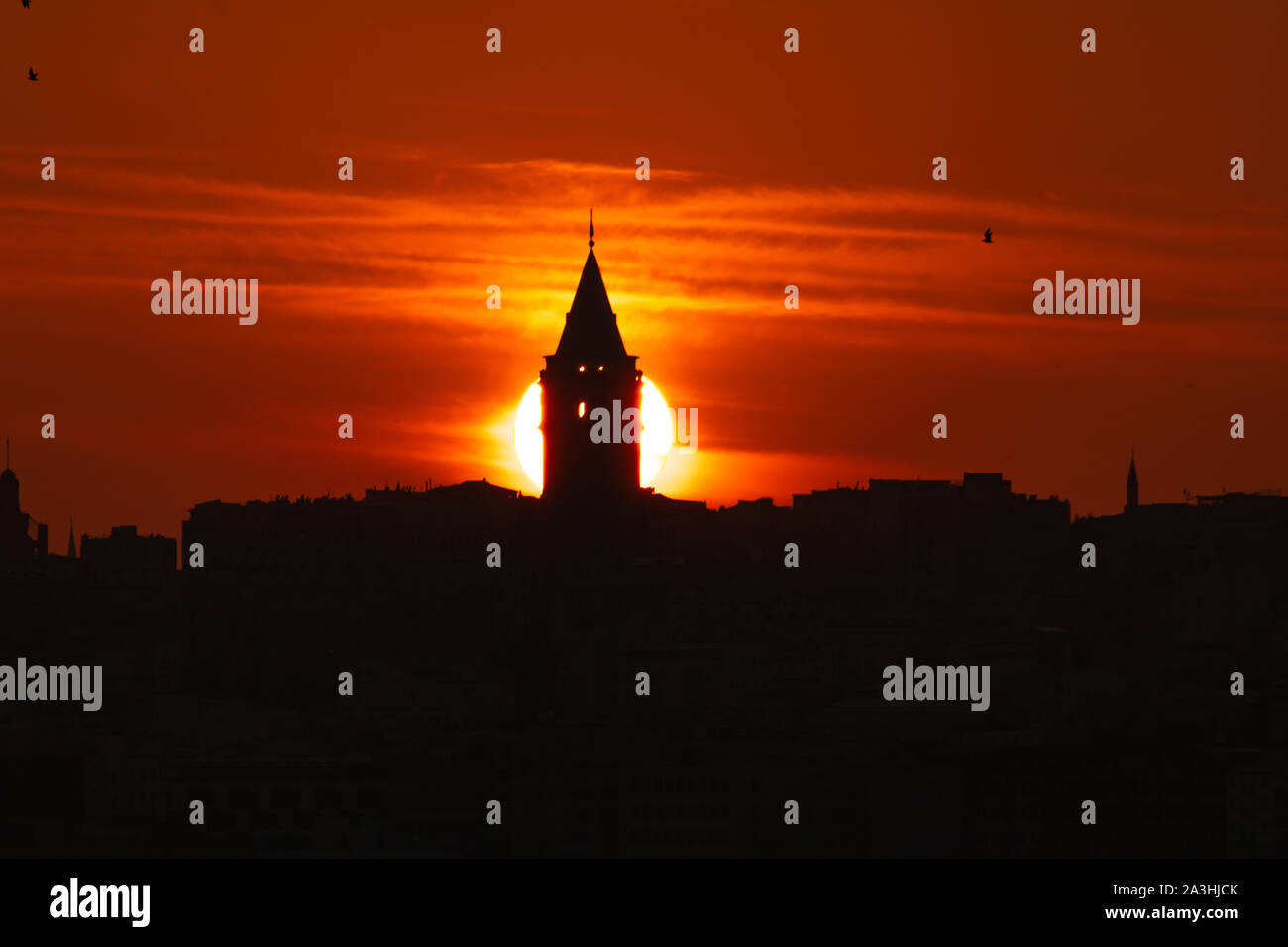 Galata Tower at Sunset in Istanbul Stock Photo - Alamy