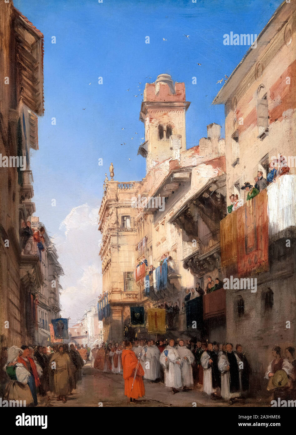 Corso Sant'Anastasia, Verona by Richard Parkes Bonington (1802-1828), oil on millboard, 1828 Stock Photo