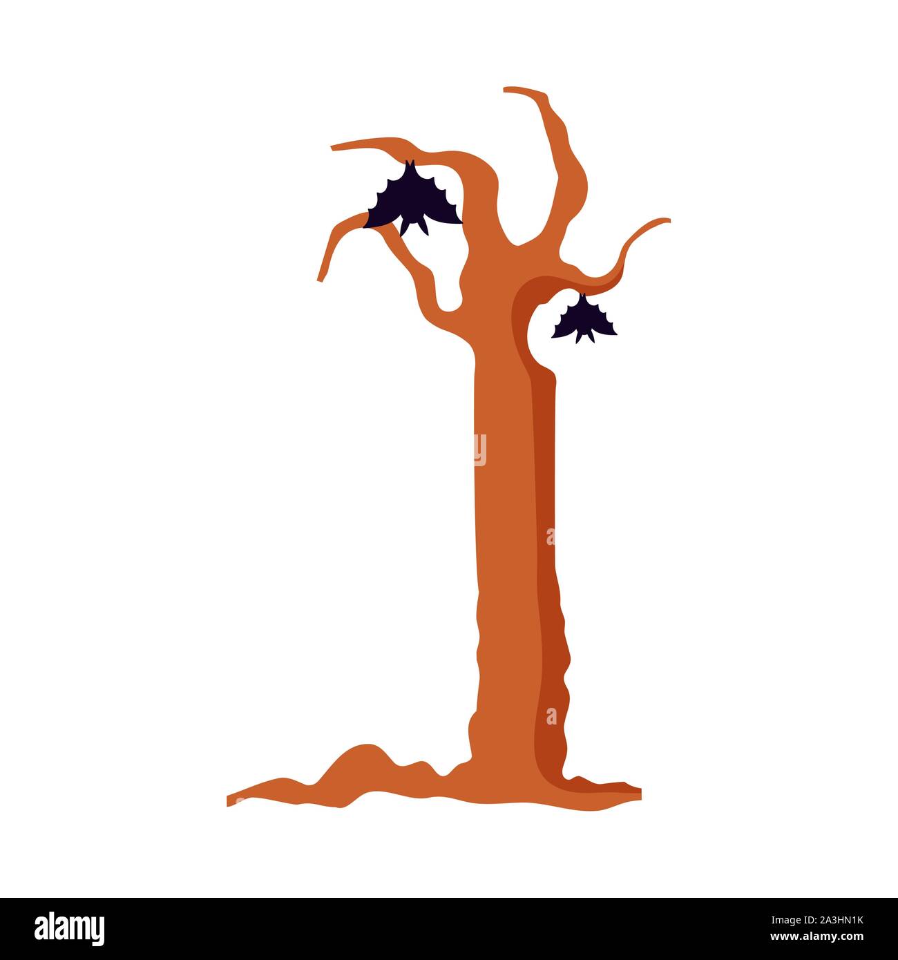hanging bats dry tree trick or treat happy halloween vector ...