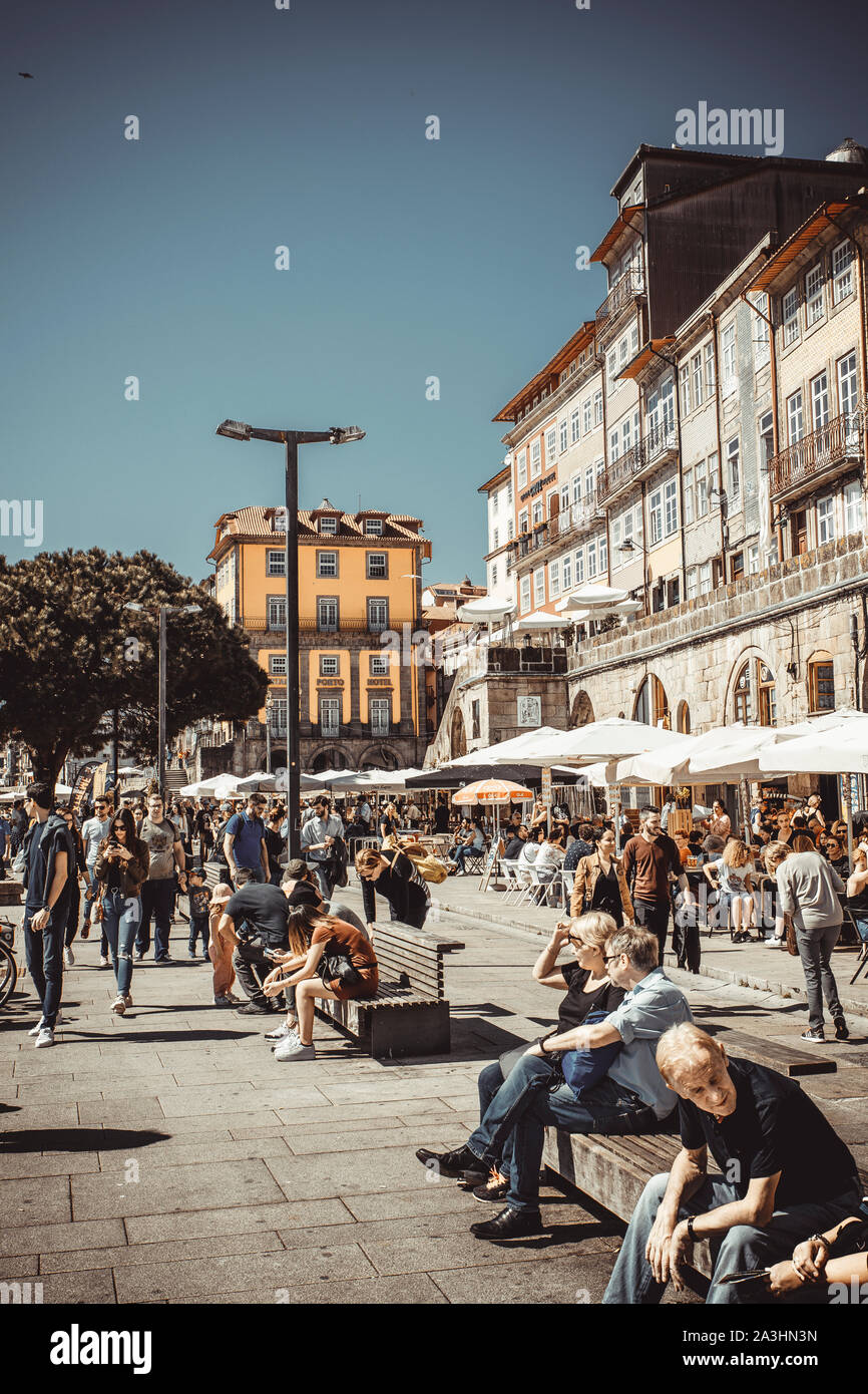 'Bairro da Ribeira' streets in Oporto Stock Photo