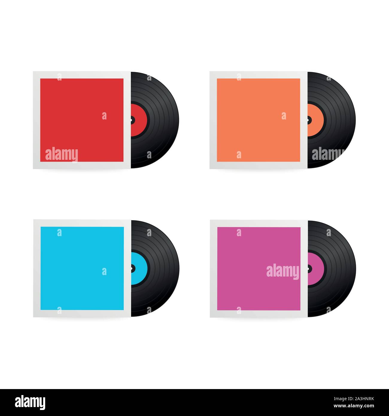 Set Realistic Vinyl Record with Cover Mockup. Disco party. Retro design ...
