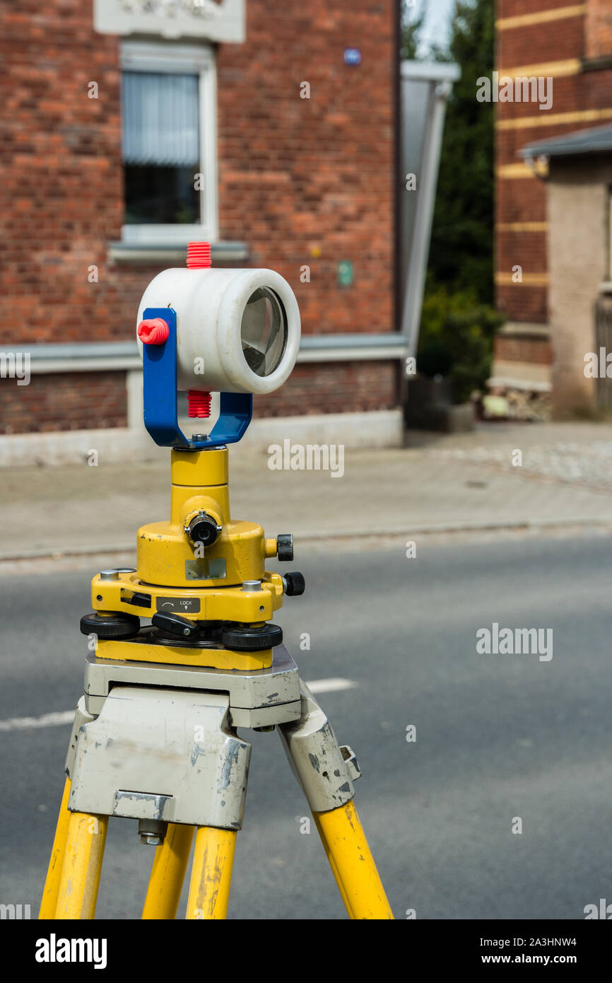 Surveying technology on a construction site Stock Photo