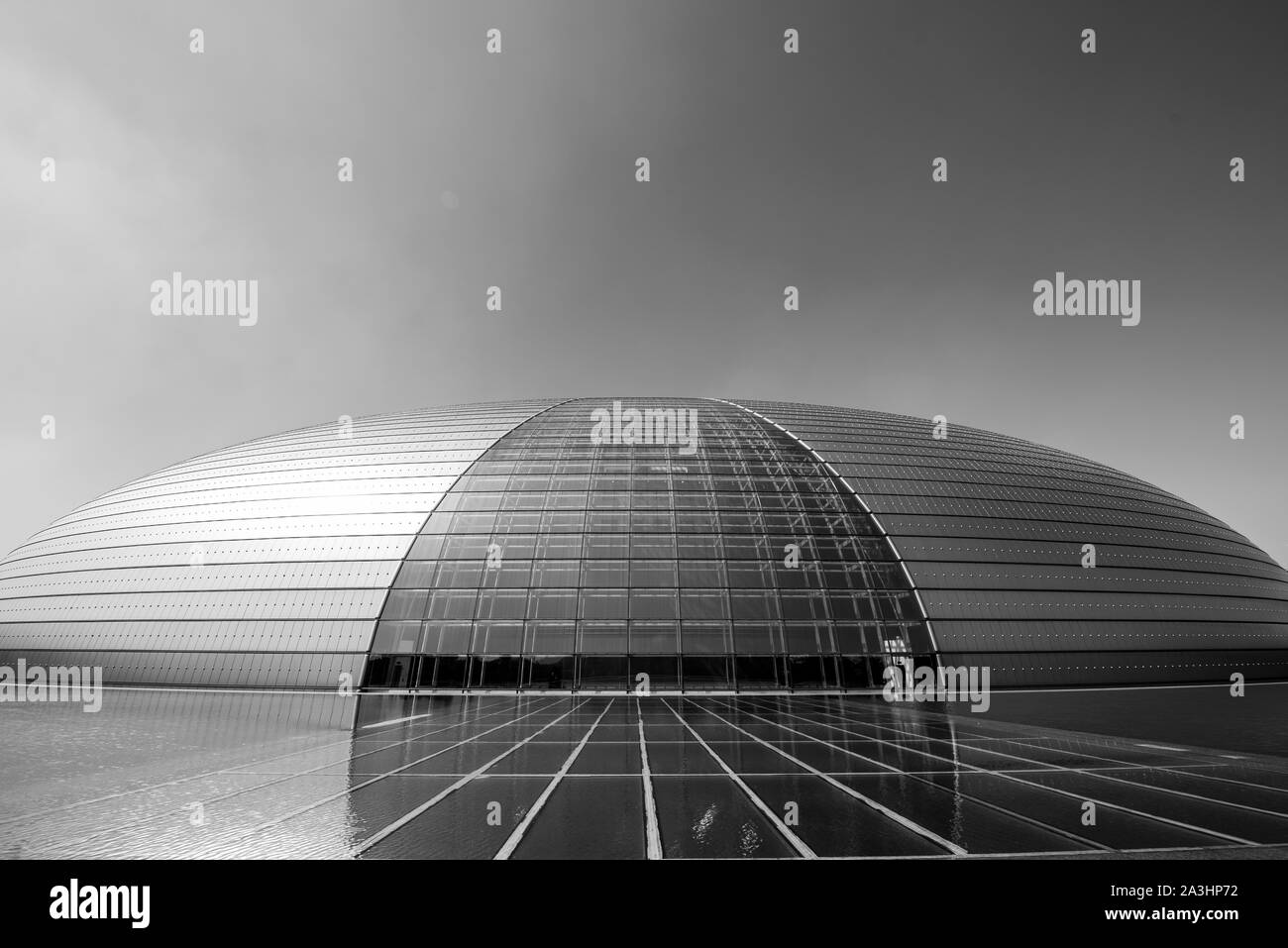 View of the Beijing Giant Egg, black and white Stock Photo