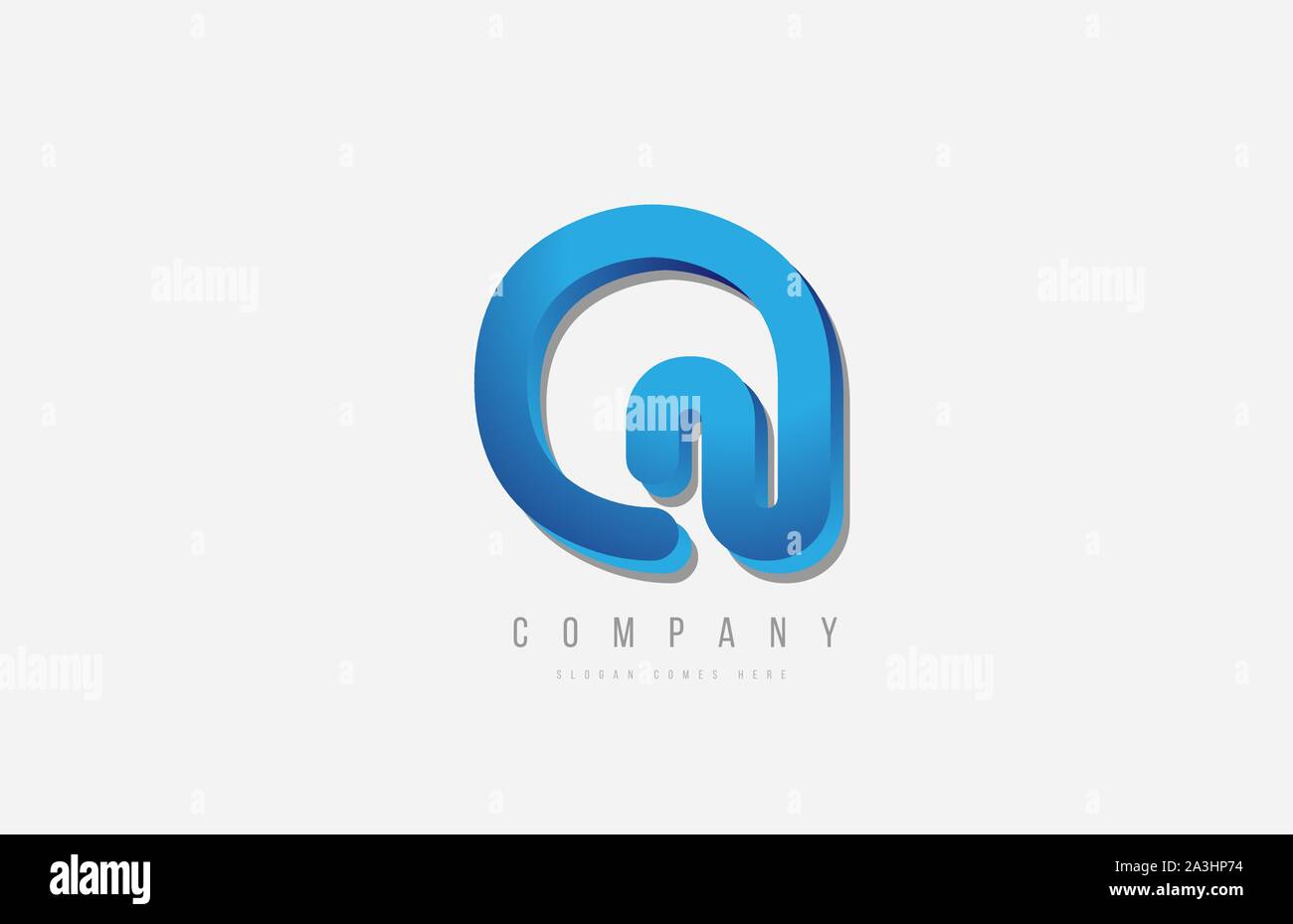 3d line blue q letter logo alphabet for icon design. For a logotype on ...