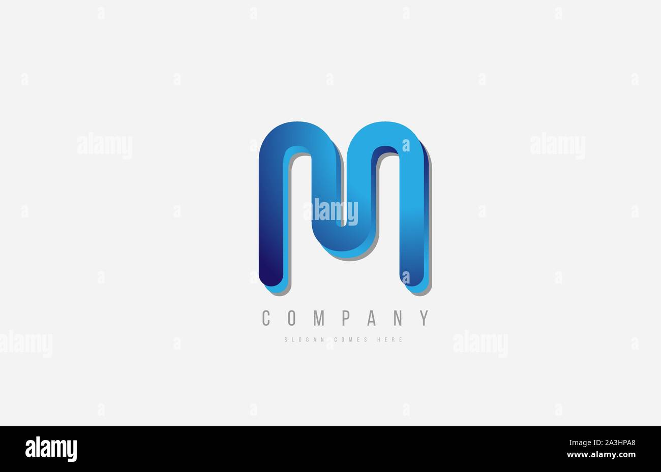 3d line blue m letter logo alphabet for icon design. For a logotype on ...
