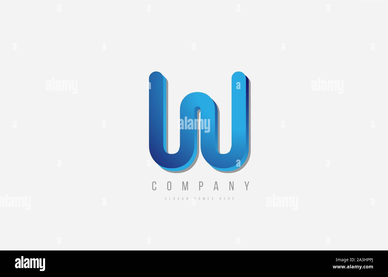 3d line blue w letter logo alphabet for icon design. For a logotype on ...
