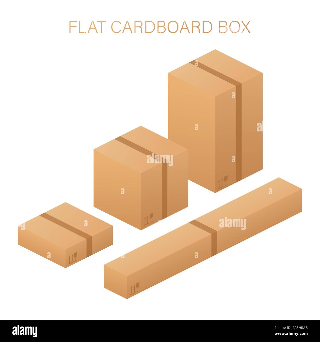 Vector set. Flat carton box. Delivery and packaging. Transportation, shipping. Vector stock illustration. Stock Vector