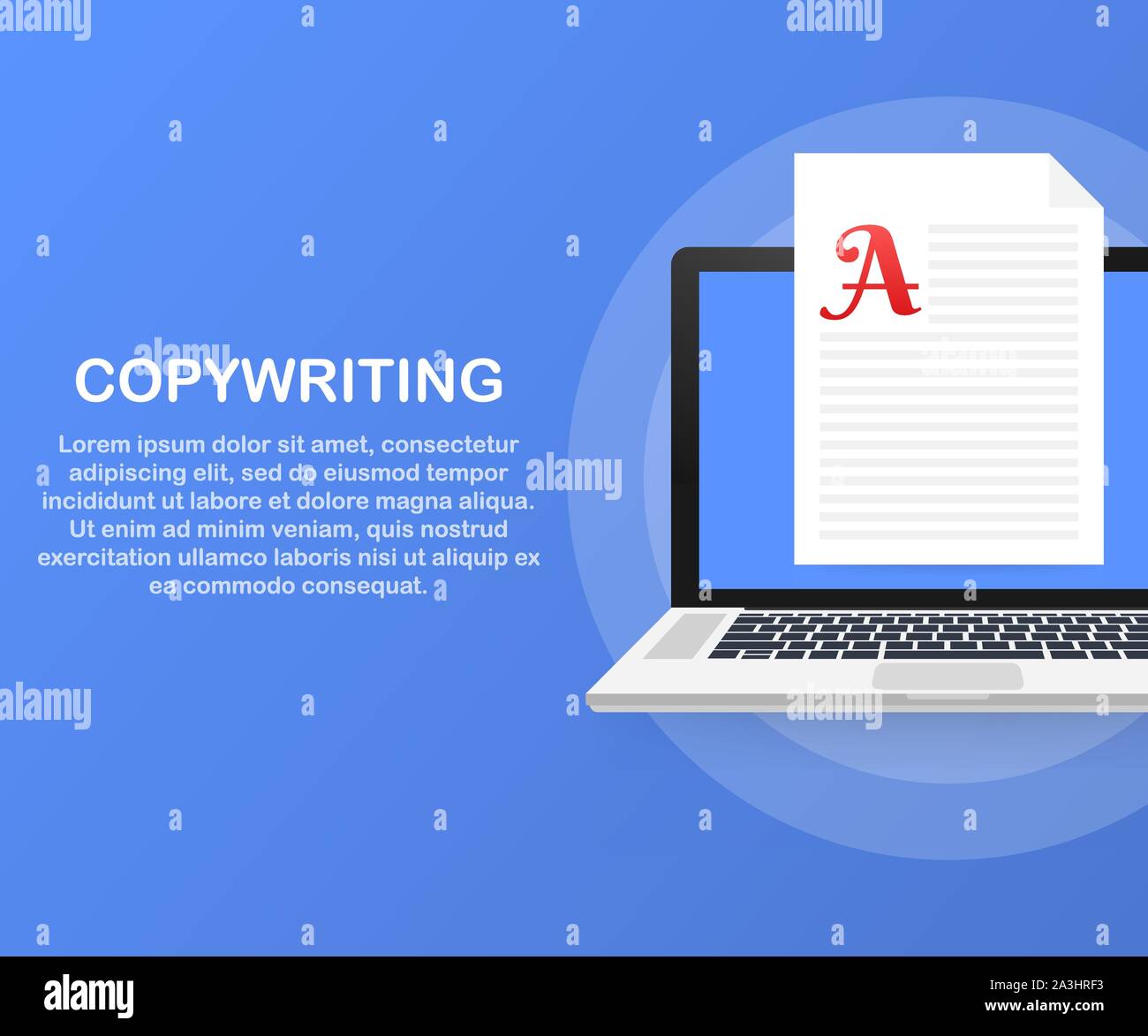 Concept for Copywriting, content development, freelance, blog post. Vector stock illustration. Stock Vector