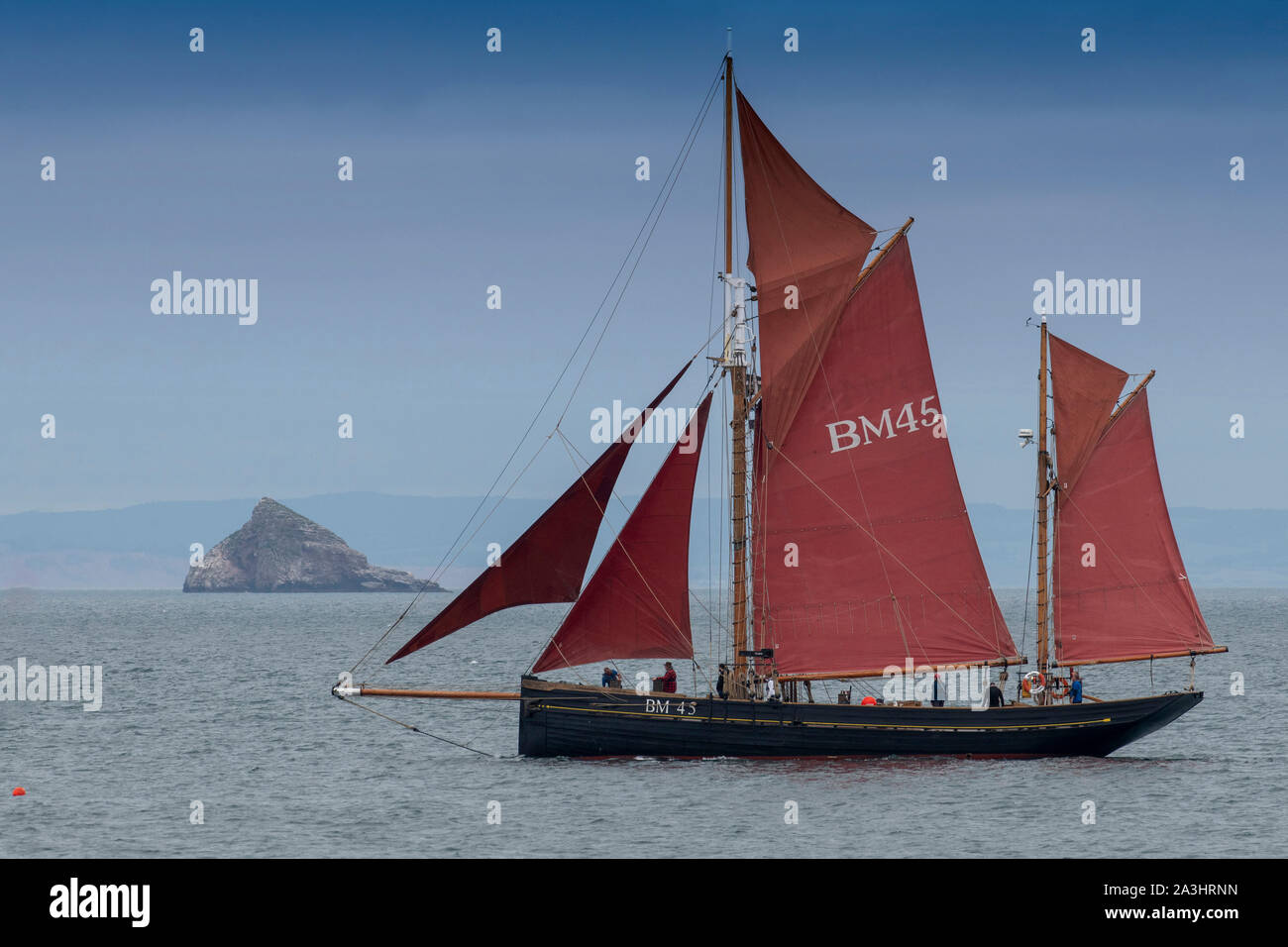 The restored Brixham sail trawler Pilgrim seen here in full sail off