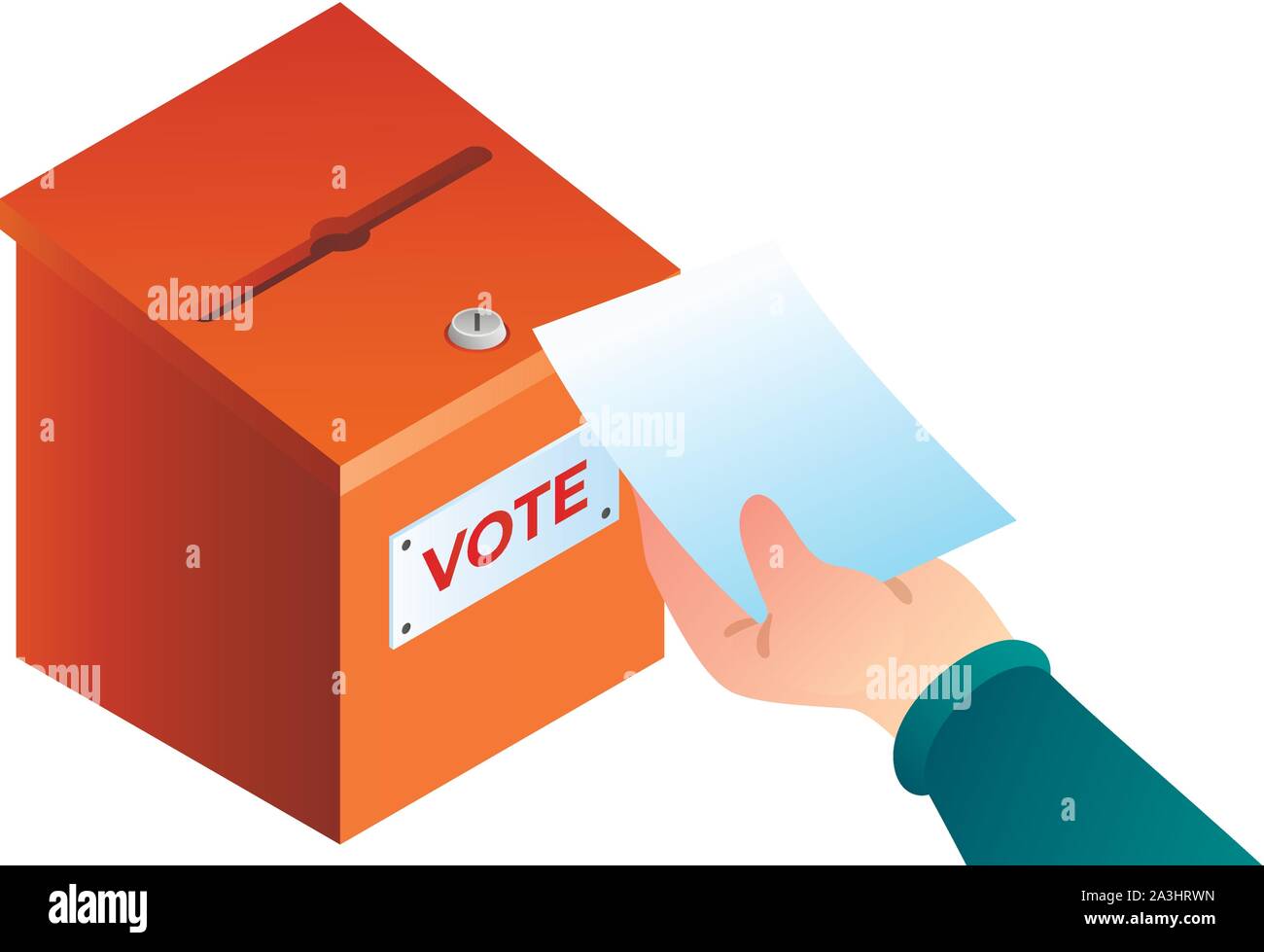 New hand puts ballot in the ballot box concept. Vector illustration