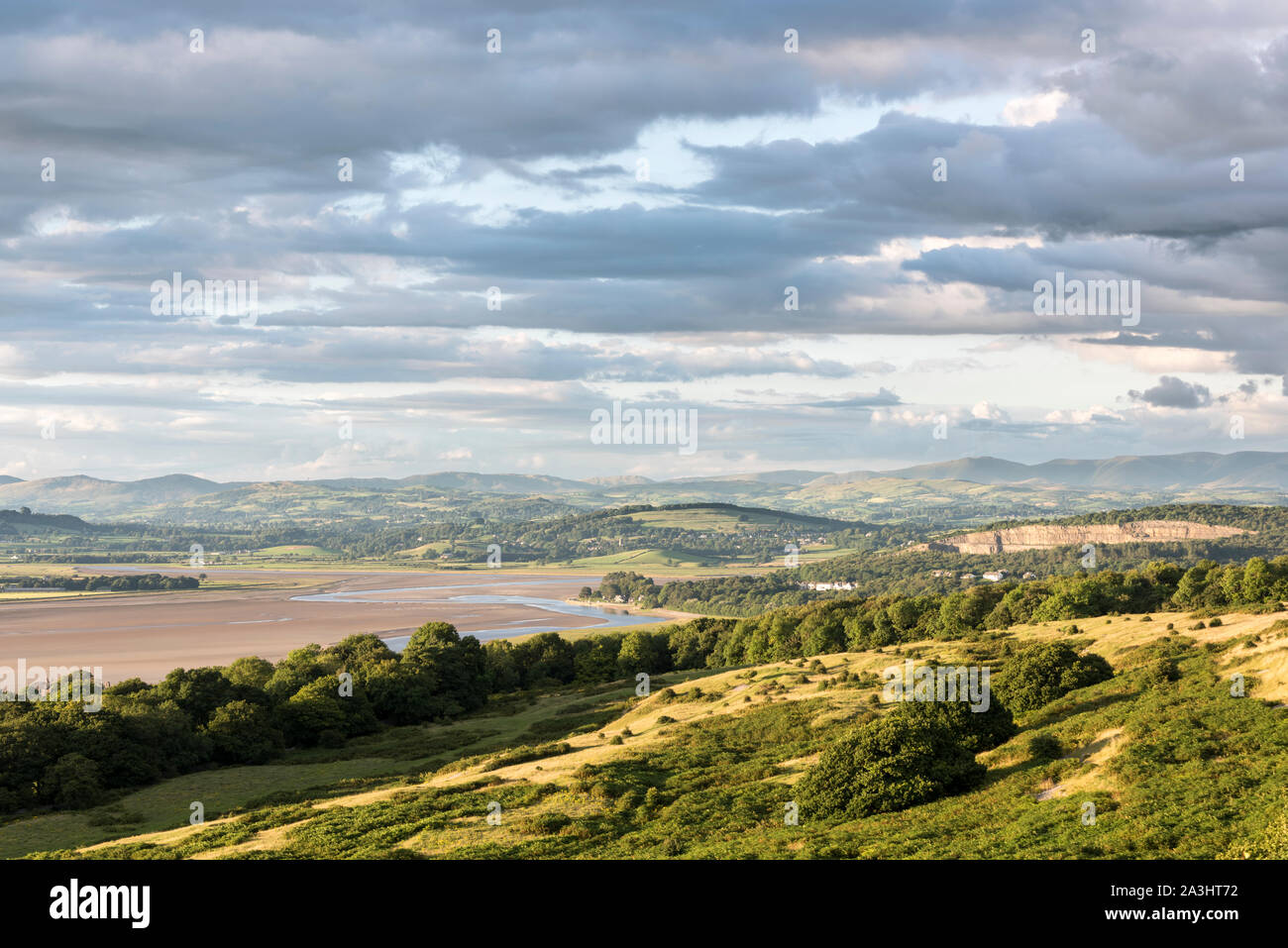 View over the Kent estuary from Arnside Knot, Cumbria. Stock Photo
