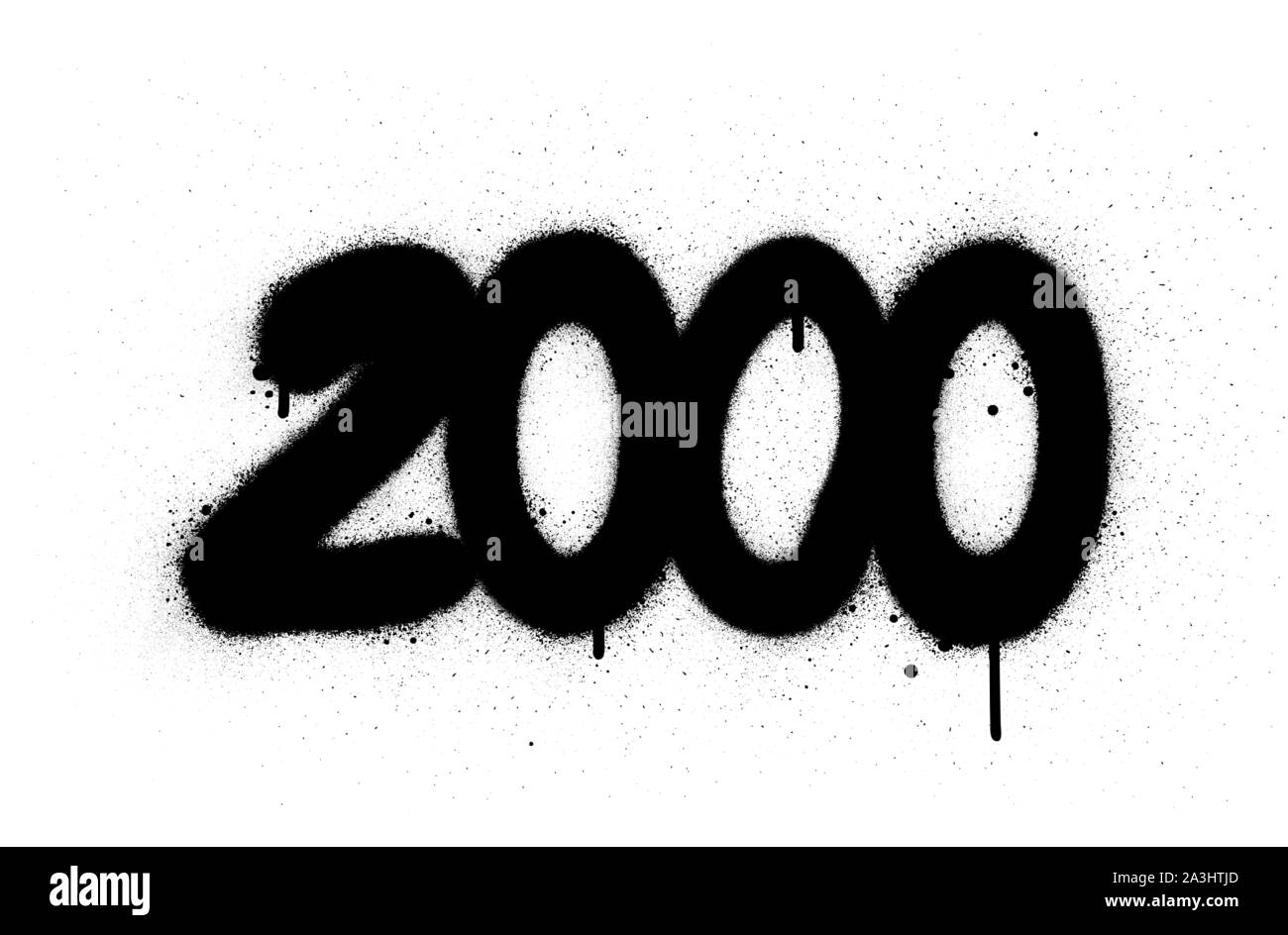 graffiti number 2000 sprayed in black over white Stock Vector