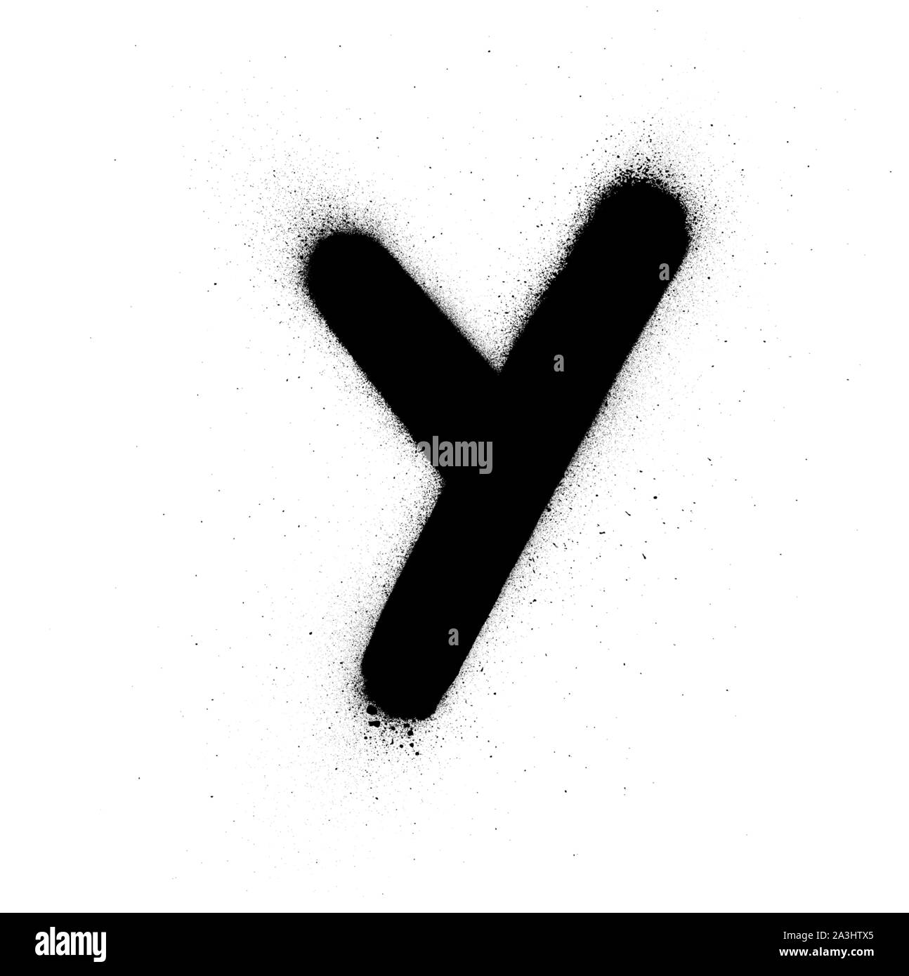 graffiti small fat Y font sprayed in black over white Stock Vector