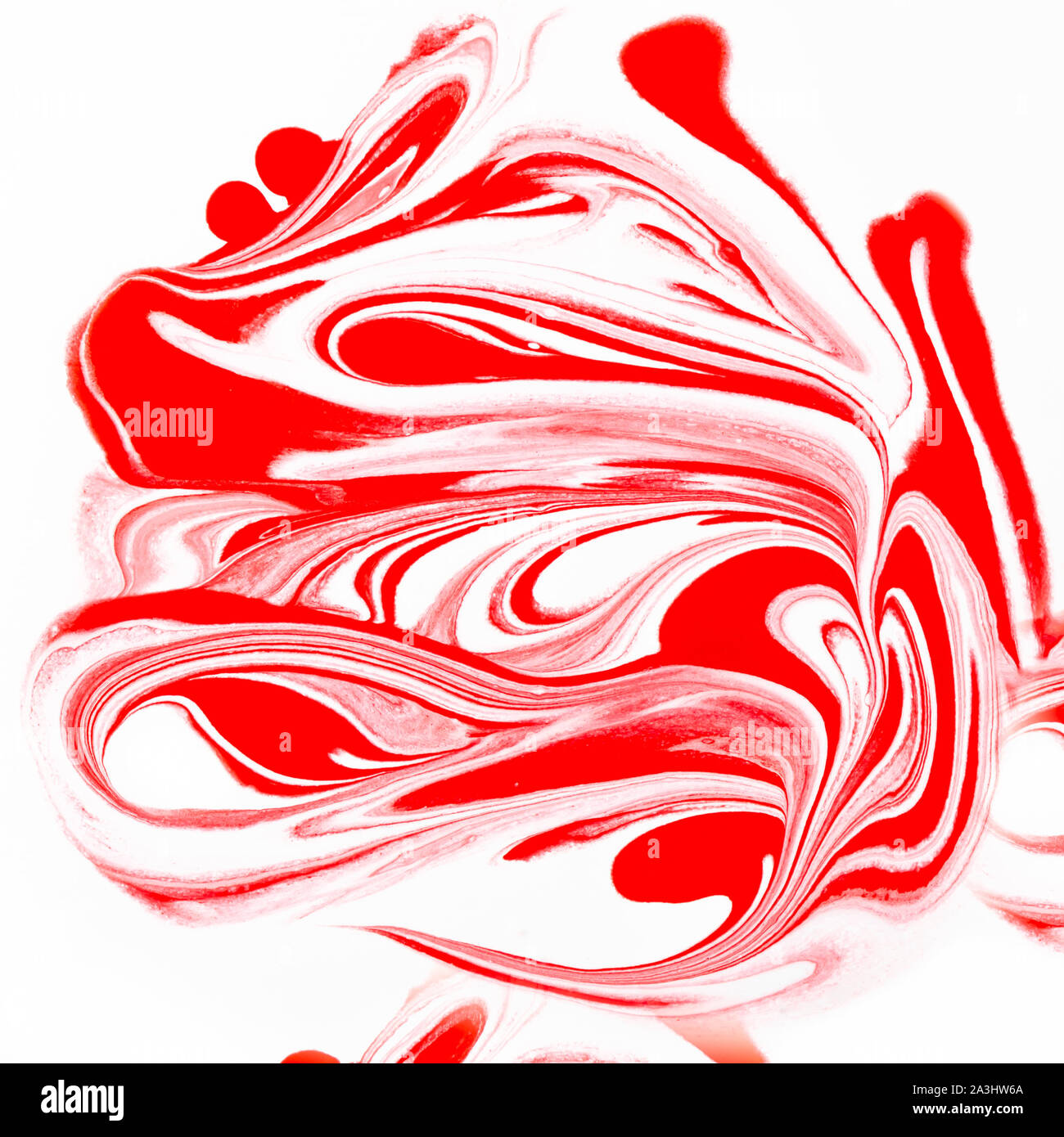 Marble and liquid abstract background with oil painting, red and