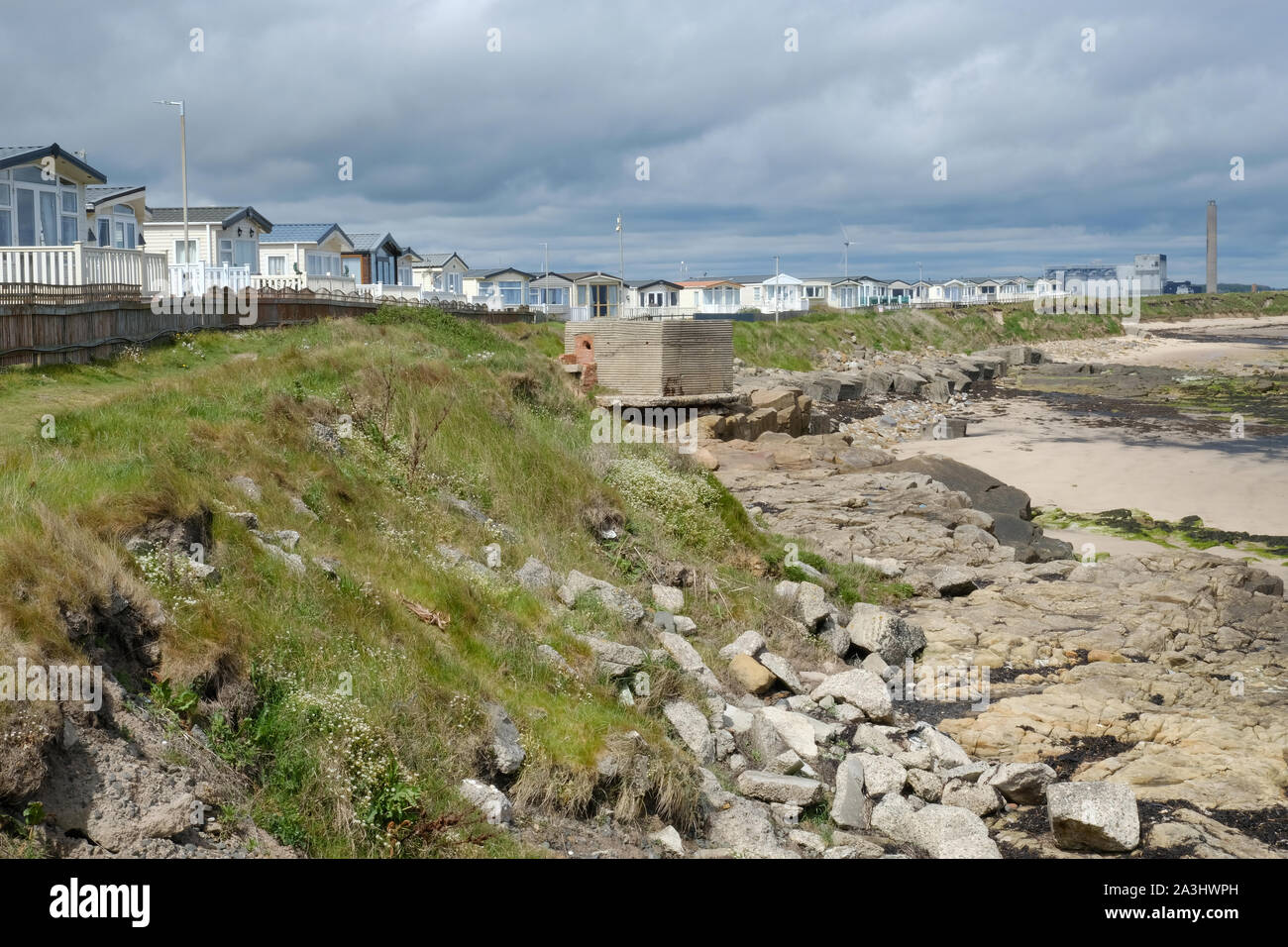 seaside caravan park at Newbigginbythesea, Northumberland, UK Stock