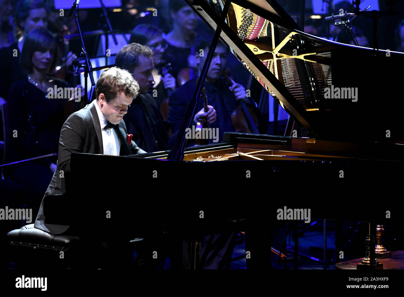 Benjamin Grosvenor performs at Classic FM Live at London's Royal Albert Hall. Stock Photo