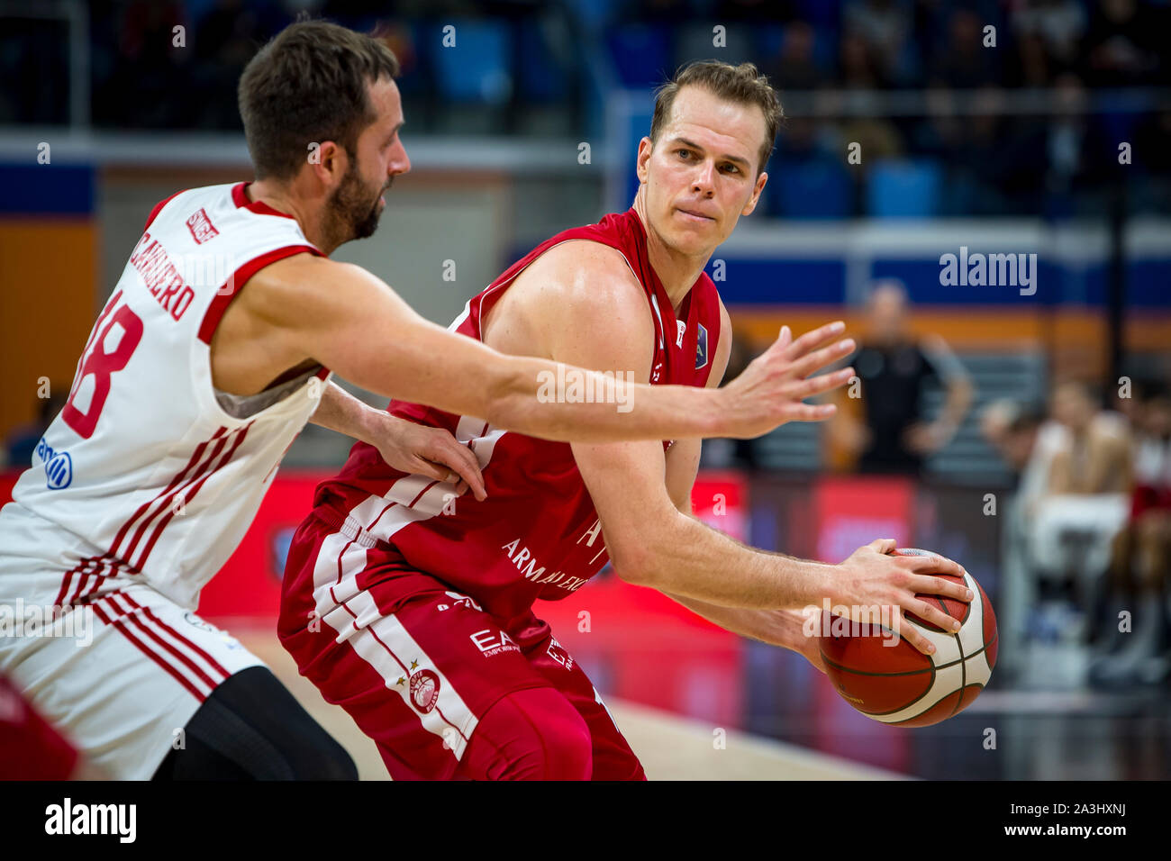 Milano, Italy. 07th Oct, 2019. Michael Roll (AX Armani Exchange Olimpia Milano) during Legabasket Serie A basketball match AX Armani Exchange Olimpia Milano vs Pallacanestro Trieste in Milano, Palalido Allianz Cloud, the home team won 88-74. Italy 6th October 2019. (Photo by Matteo Cogliati/Pacific Press) Credit: Pacific Press Agency/Alamy Live News Stock Photo