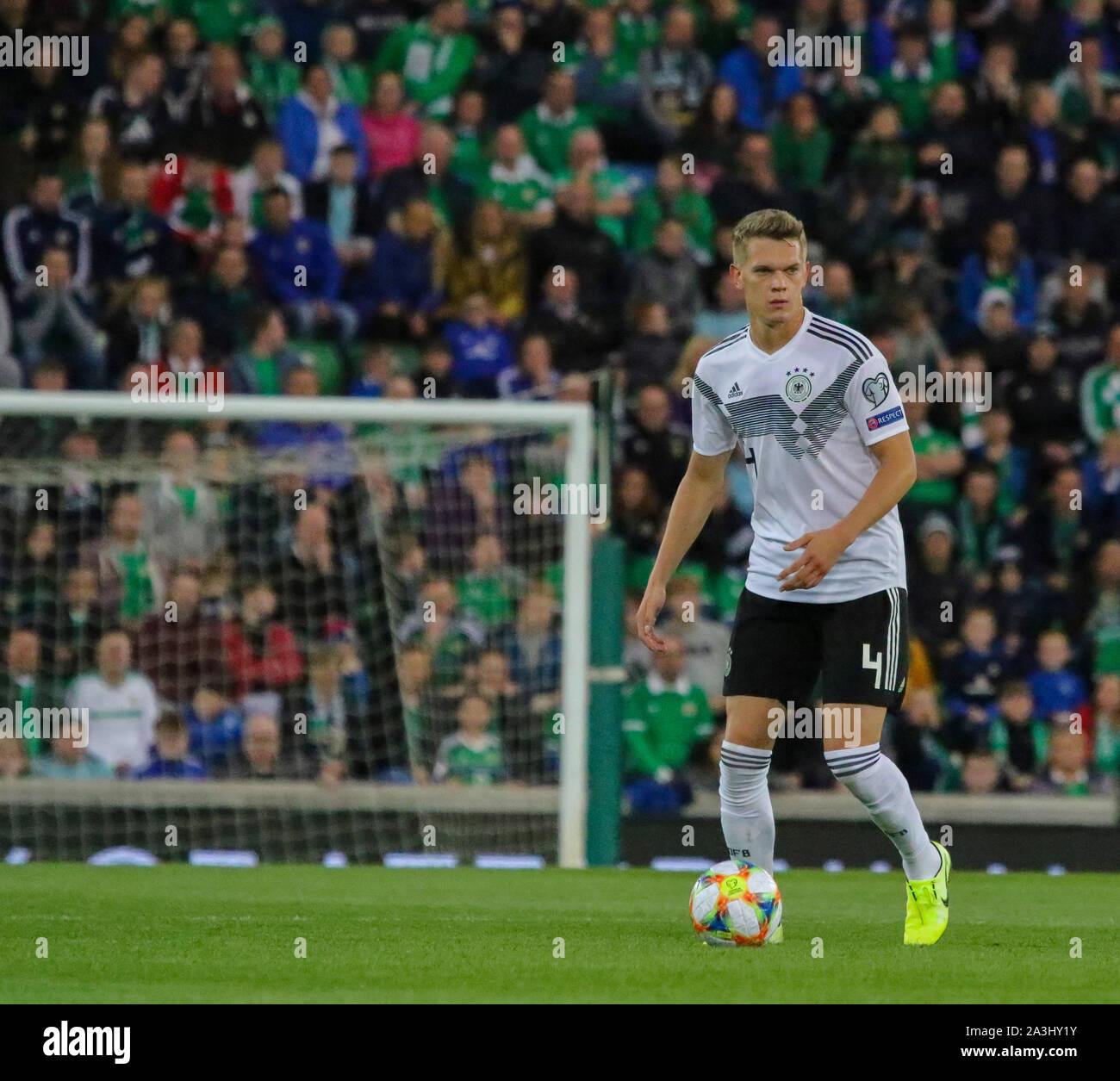 National Football Stadium at Windsor Park, Belfast, Northern Ireland. 09th Sept 2019. UEFA EURO 2020 Qualifier- Group C, Northern Ireland 0 Germany 2. German football international Mathias Ginter (4) playing for Germany in Belfast 2019. Stock Photo