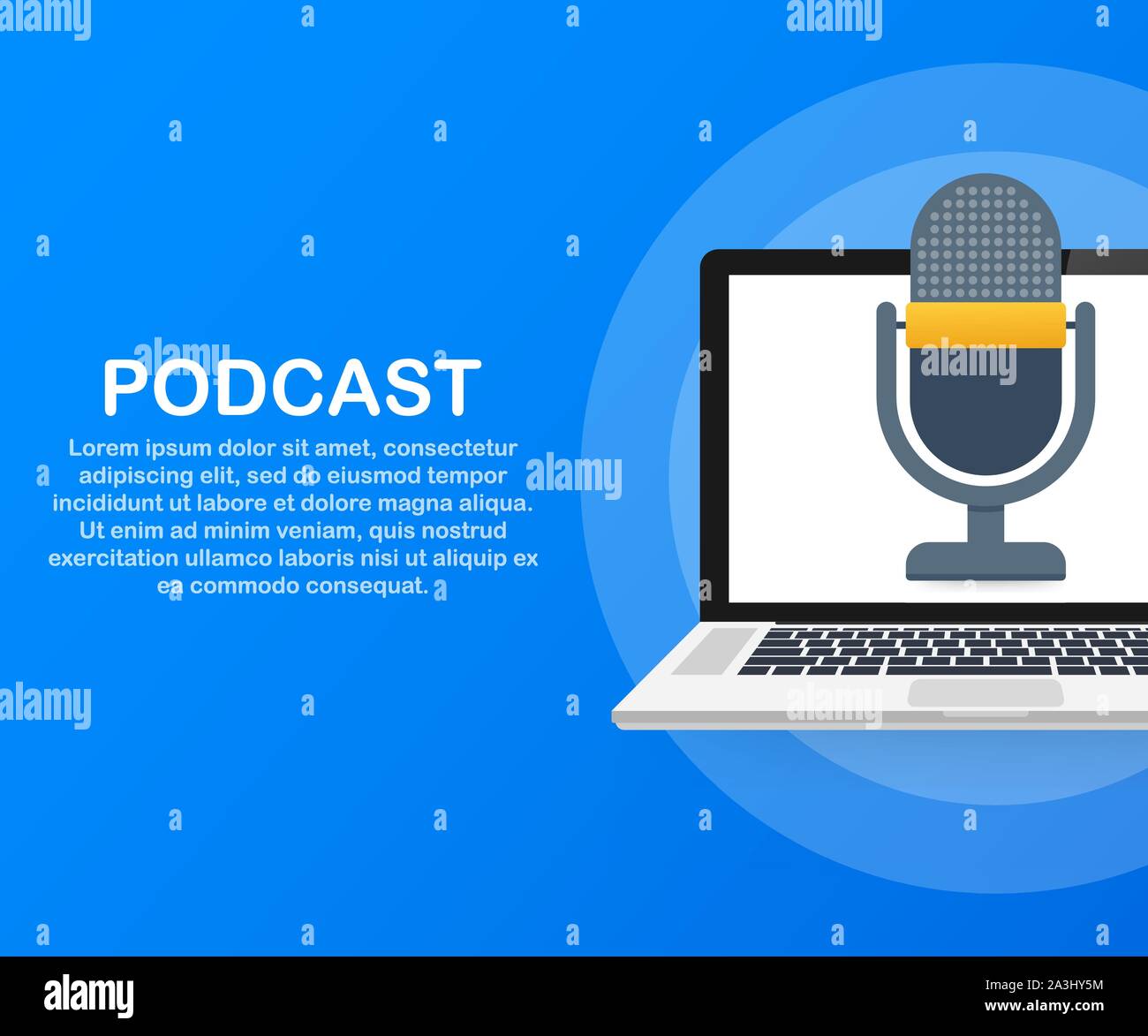 Podcast icon, vector symbol in flat isometric style isolated on color ...