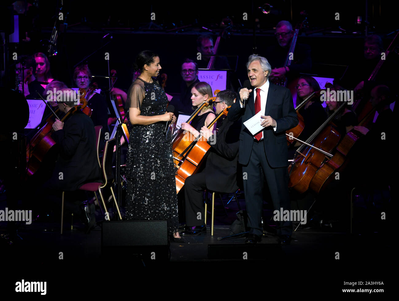 Classic FM presenters Margherita Taylor and John Suchet at Classic FM Live at London's Royal Albert Hall. Stock Photo