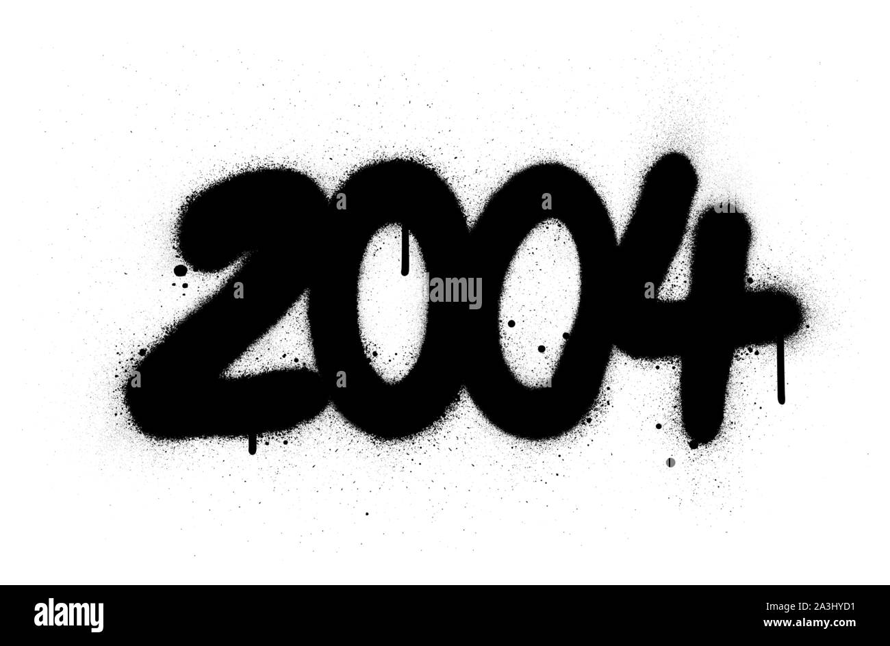 graffiti number 2004 sprayed in black over white Stock Vector