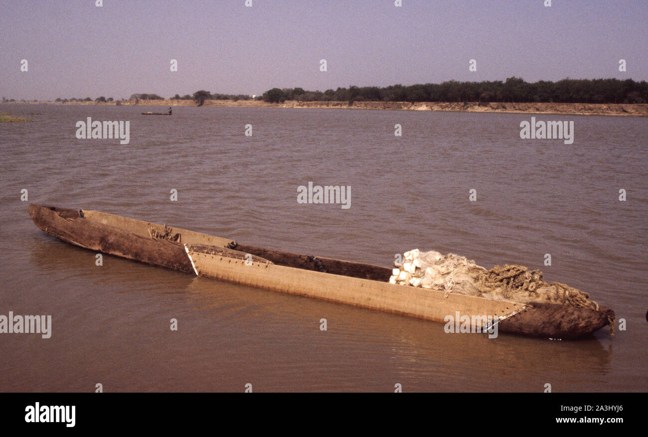 Sewn wooded pirogue, Chad (a solution to wood scarcity in sahel land) Stock Photo