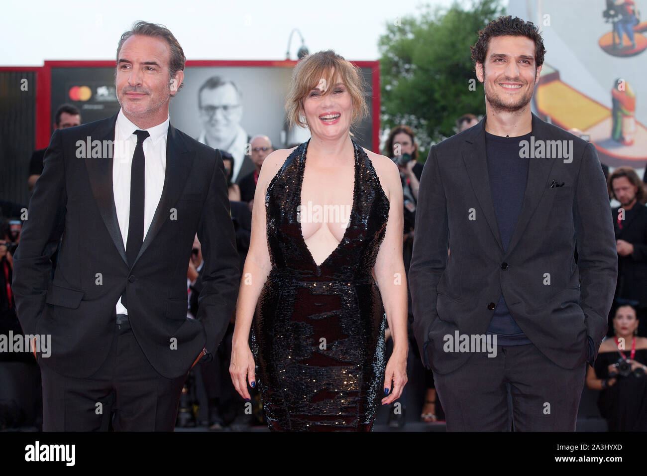 VENICE, ITALY - AUGUST 30: Jean Dujardin, Emmanuelle Seigner and Louis