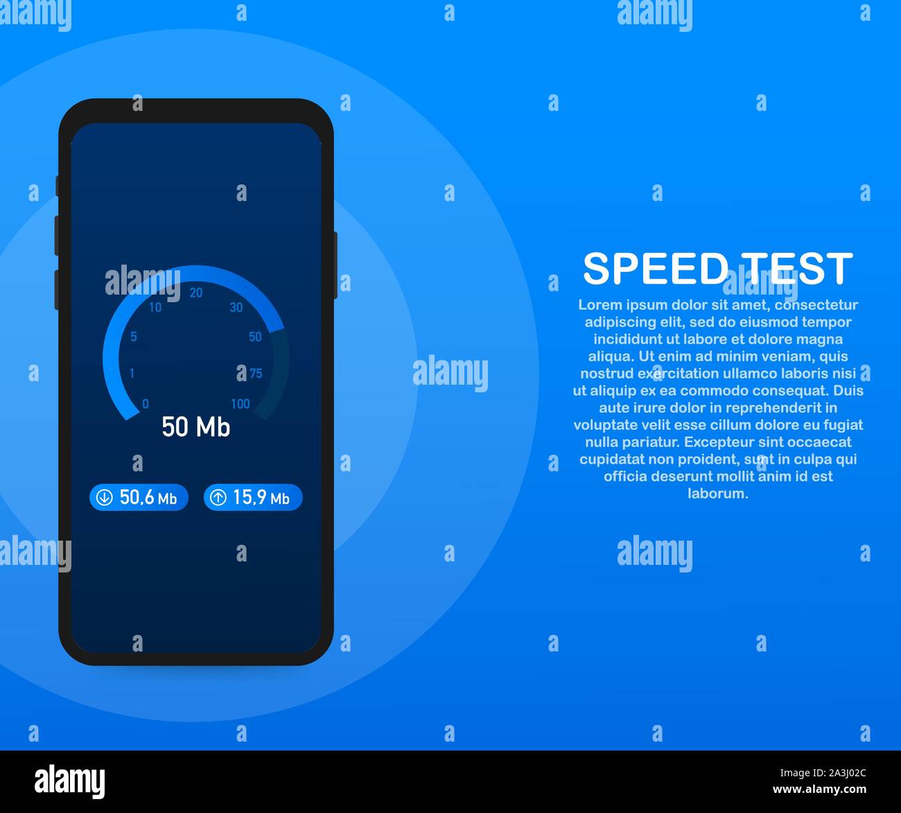 Speed test on smartphone. Speedometer Speed 100 mb. site