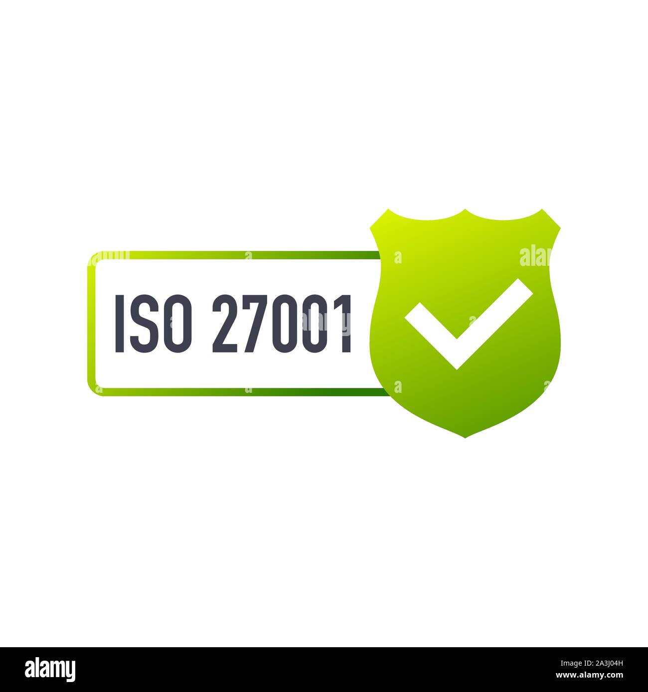 ISO 27001 Certified badge, icon. Certification stamp. Flat design. Vector stock illustration. Stock Vector