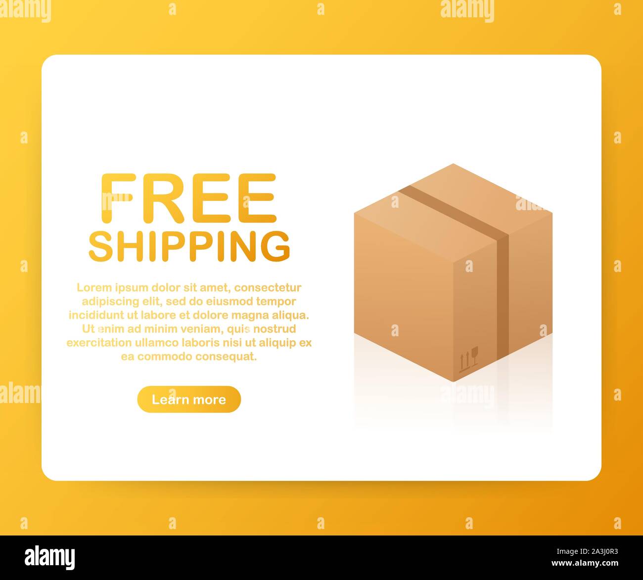 Free Shipping Cardboard Box. Businesses, Online Store, Online Retail, Company, Promotion. Vector stock illustration. Stock Vector