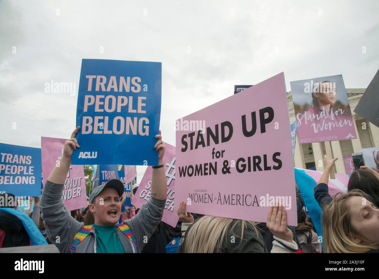 Washington DC, October 8,2019 USA-The US Supreme Court heard arguments for and against Lesbian,Gay,Bi-Sexual and Transgender (LGBT) discrimination in Stock Photo