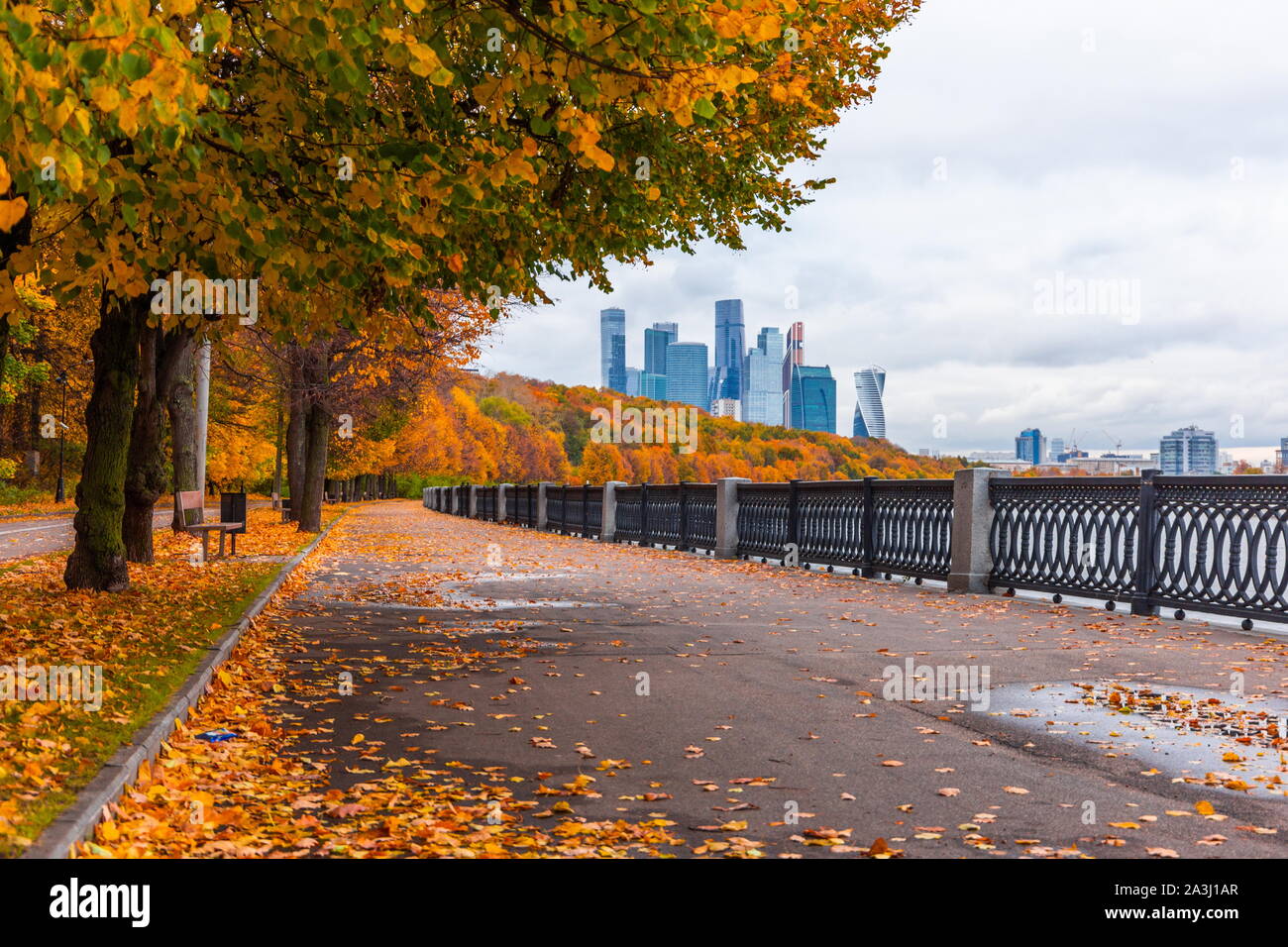 View at Moscow city from banks of the Moscow river. Russia. Stock Photo