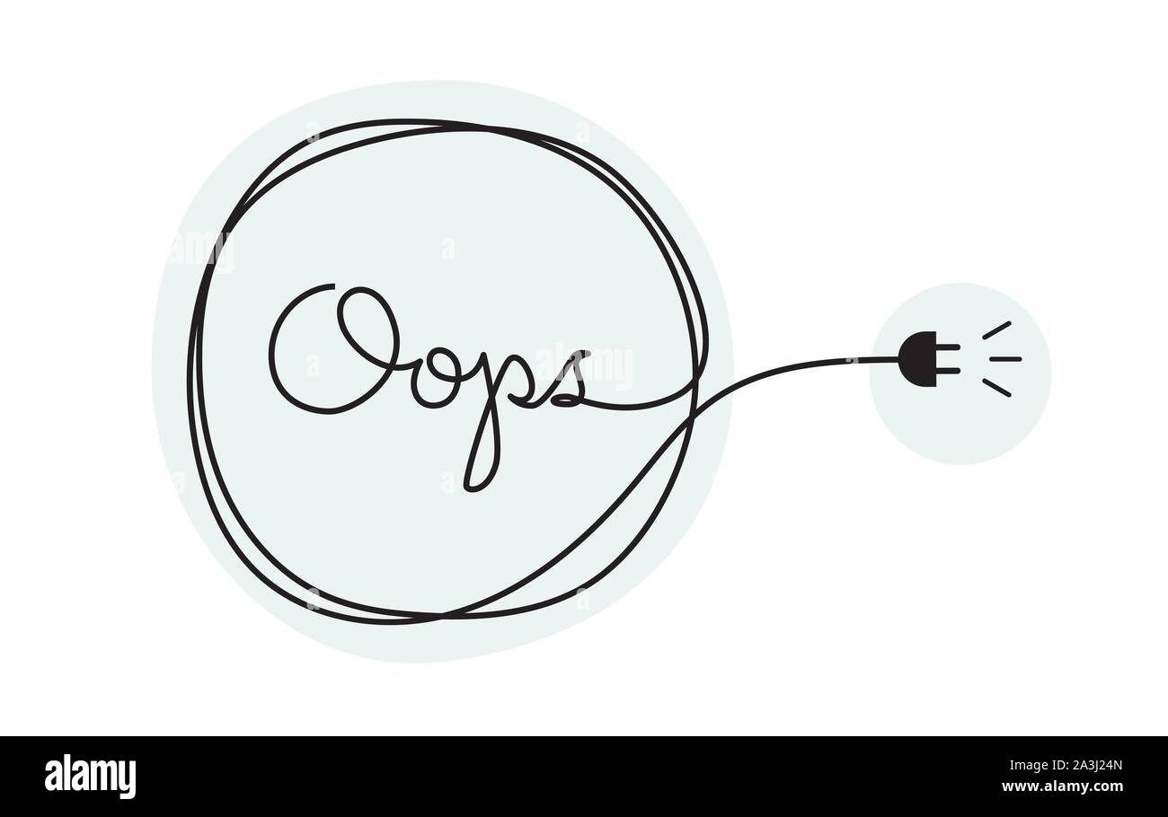 Handwritten lettering with text oops - 404 error page. Stock Vector