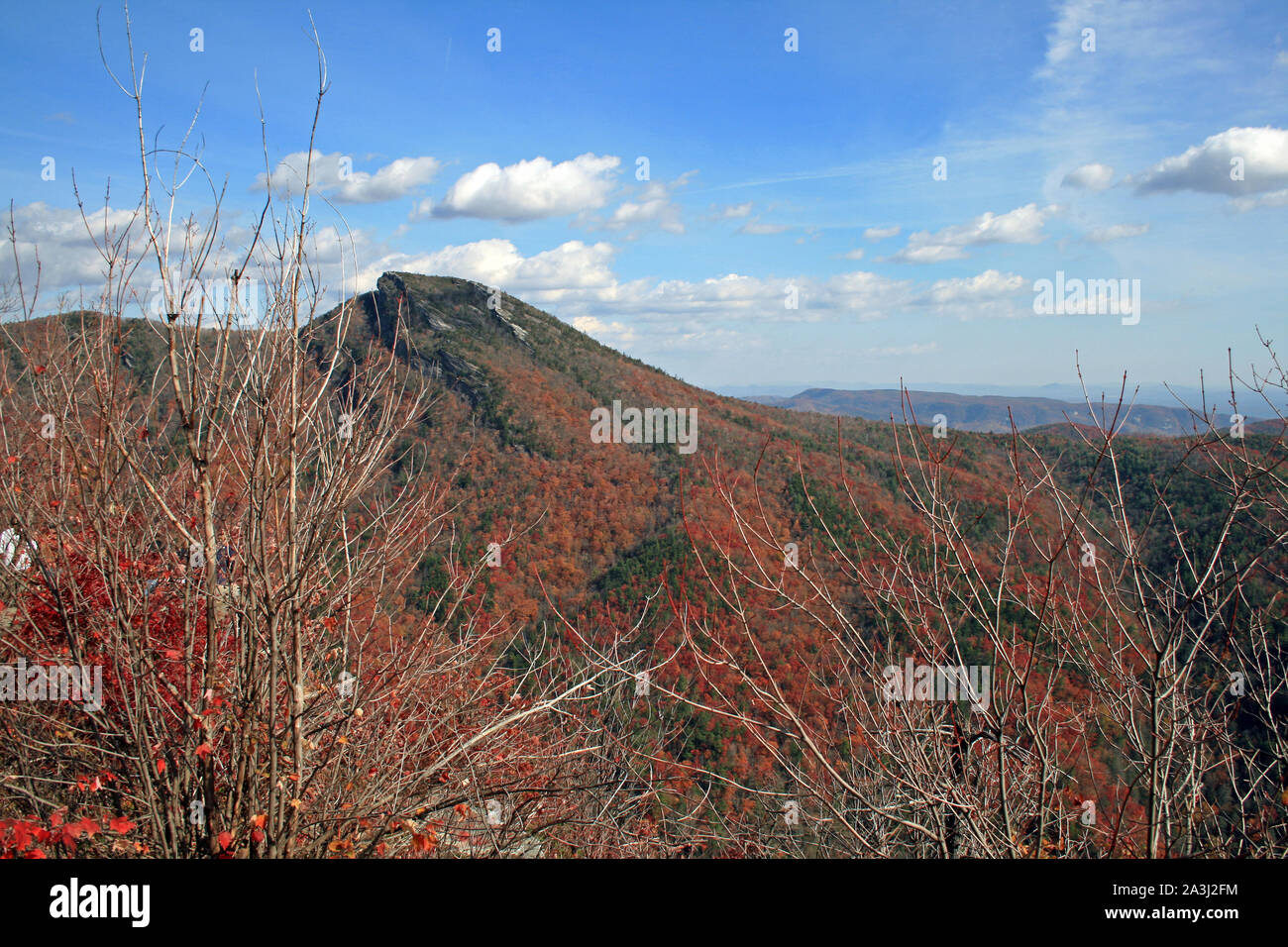 Hawksbill Mountain in Fall, Linville North Carolina Stock Photo