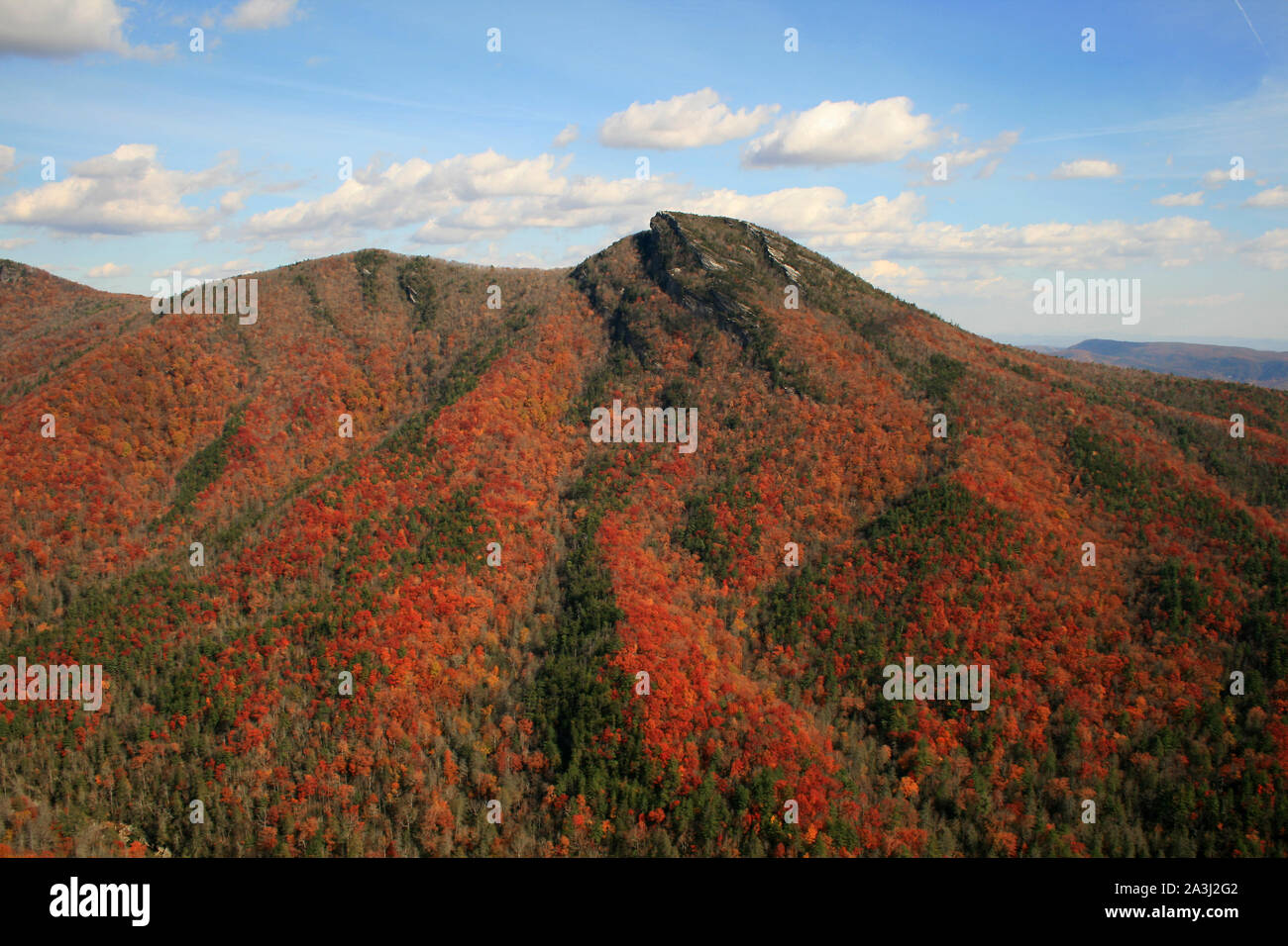 Hawksbill Mountain in Fall, Linville North Carolina Stock Photo