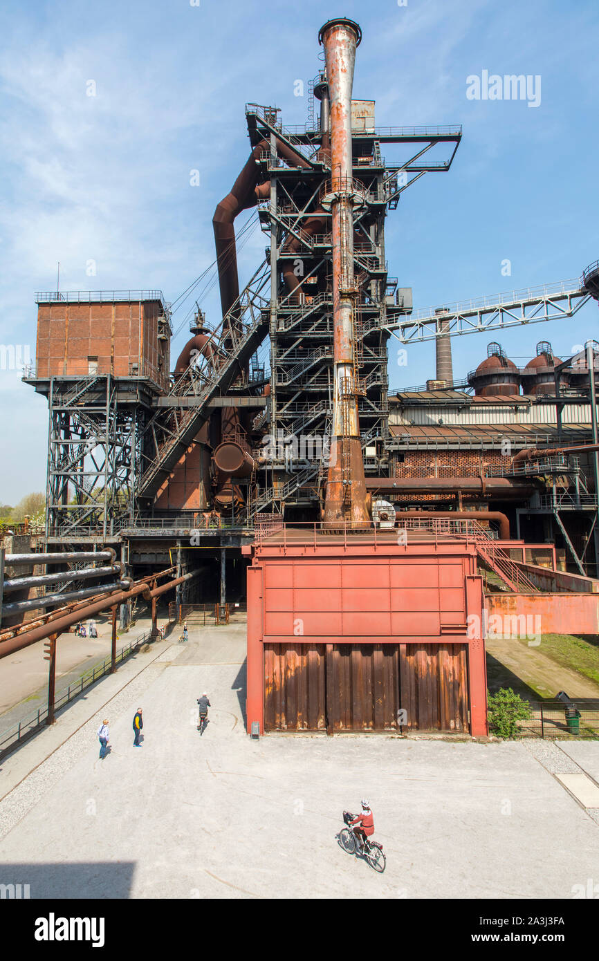 Duisburg Landscape Park, North, former steel mill, in Duisburg Meidrich, blast furnace 2, Germany Stock Photo