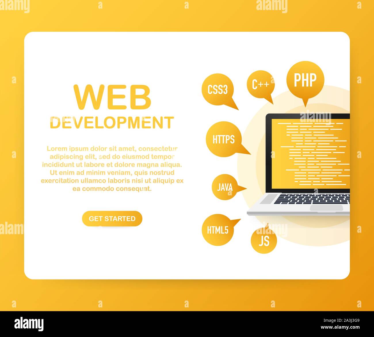 Programming, web development concept. Code on the screen laptop. Vector ...