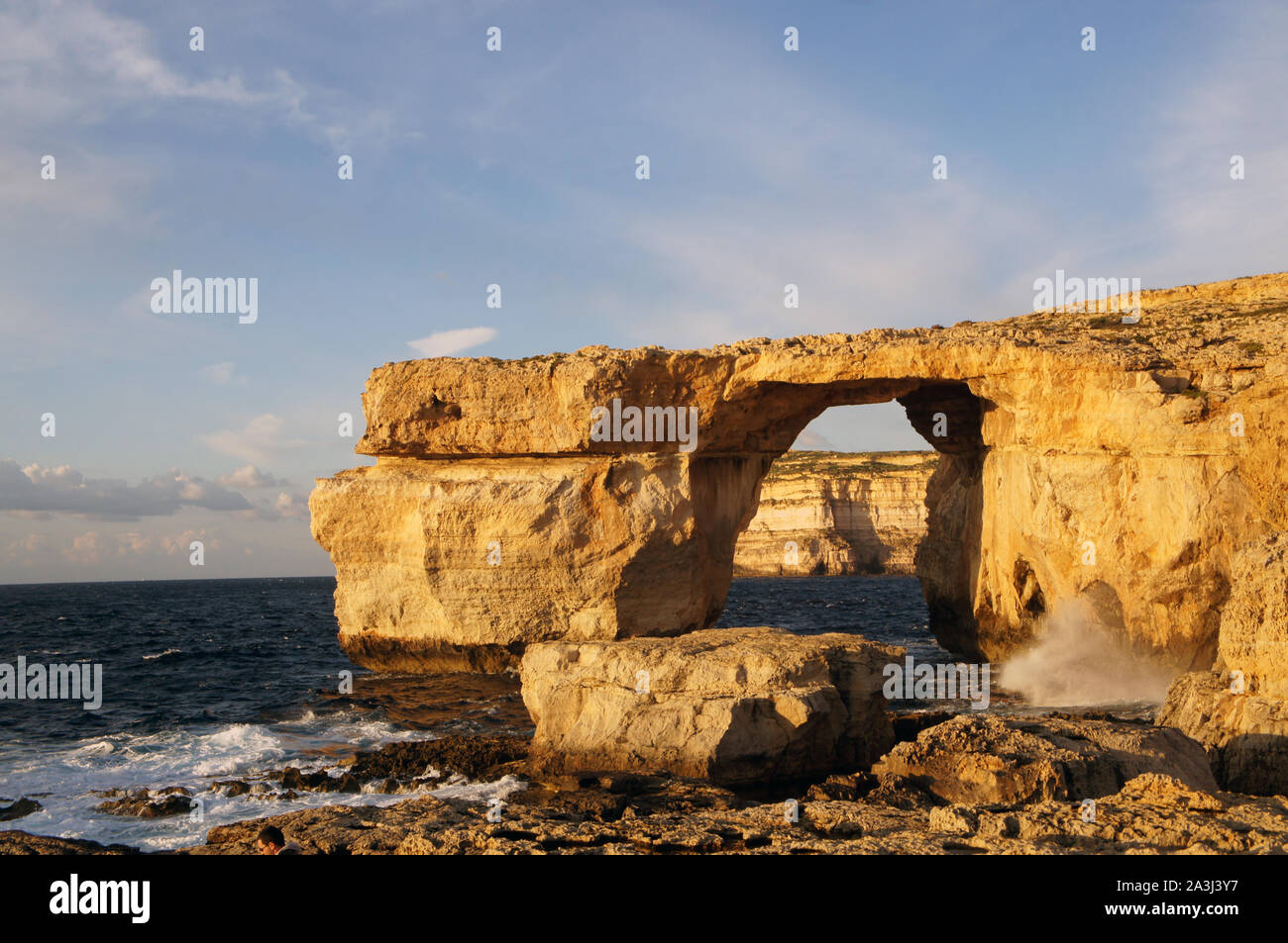 Azure Window (it-Tieqa Żerqa) in Dwejra, San Lawrenz, Gozo, Malta before it collapsed in 2017 Stock Photo