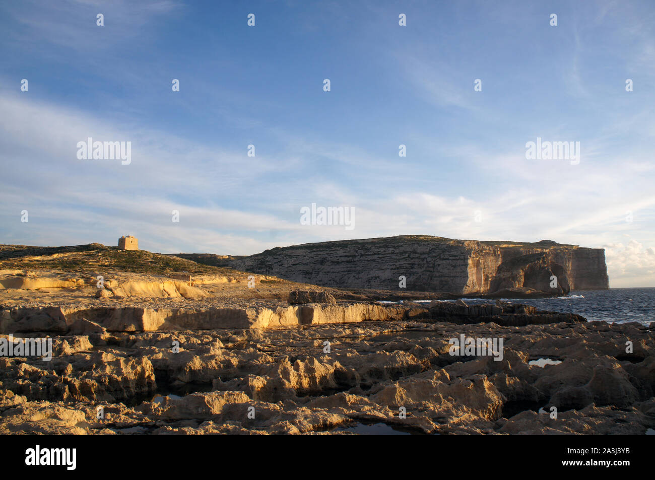 Landscape of Dwejra Bay next to Azure Window (it-Tieqa Żerqa) in Xlendi, Gozo Stock Photo