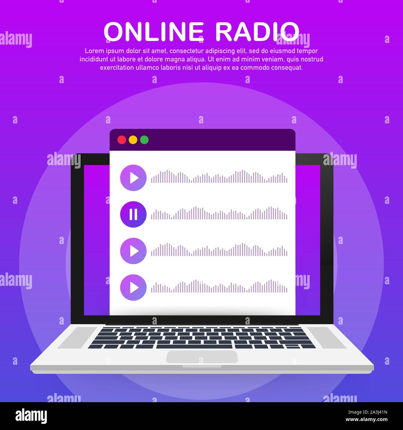 Concept of internet online radio streaming listening, people relax listen  dance. Music applications, playlist online songs, radio station. Vector  stoc Stock Vector Image & Art - Alamy