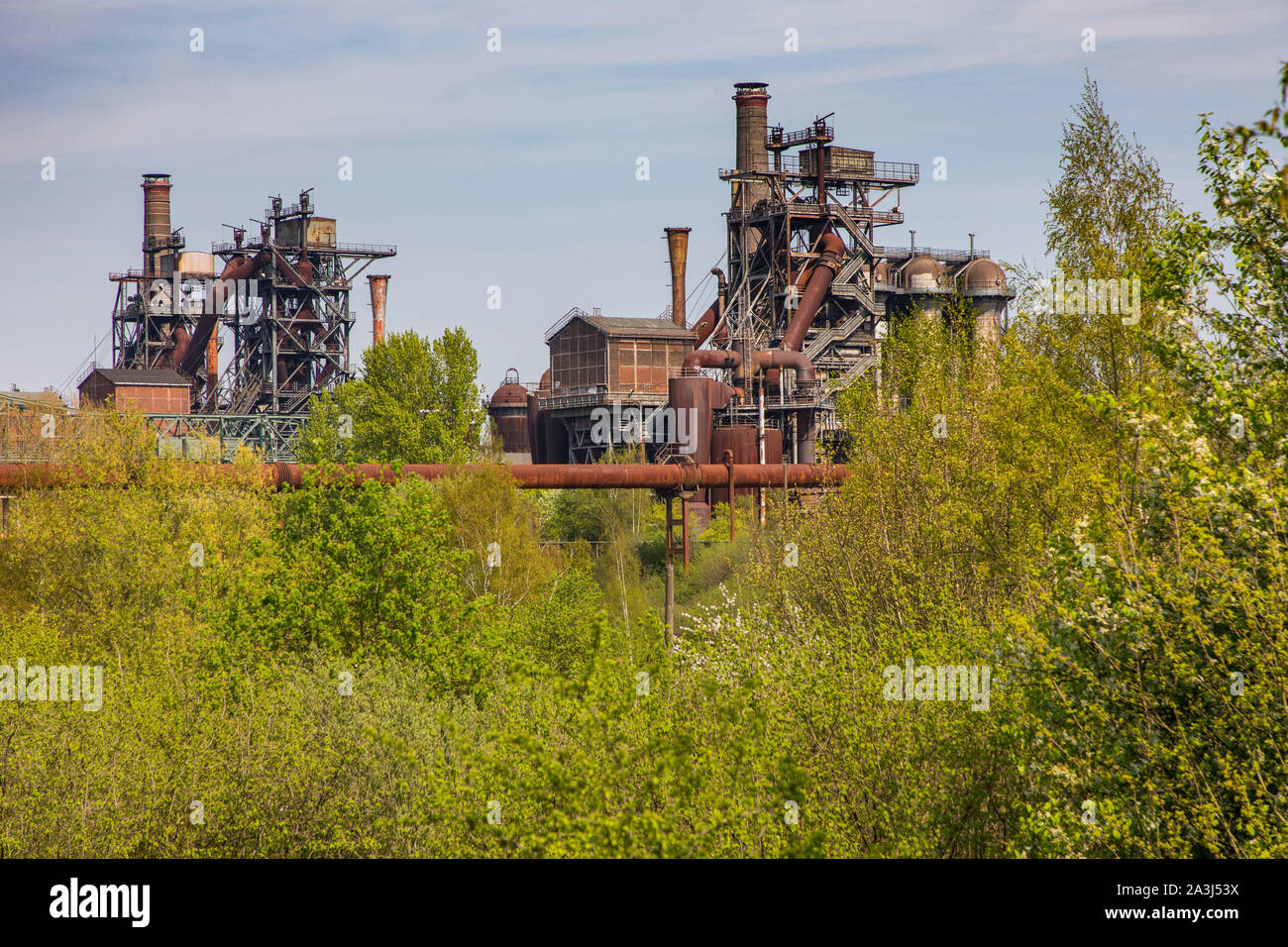 Duisburg Landscape Park, North, former steel mill, in Duisburg Meidrich, blast furnaces, Germany Stock Photo